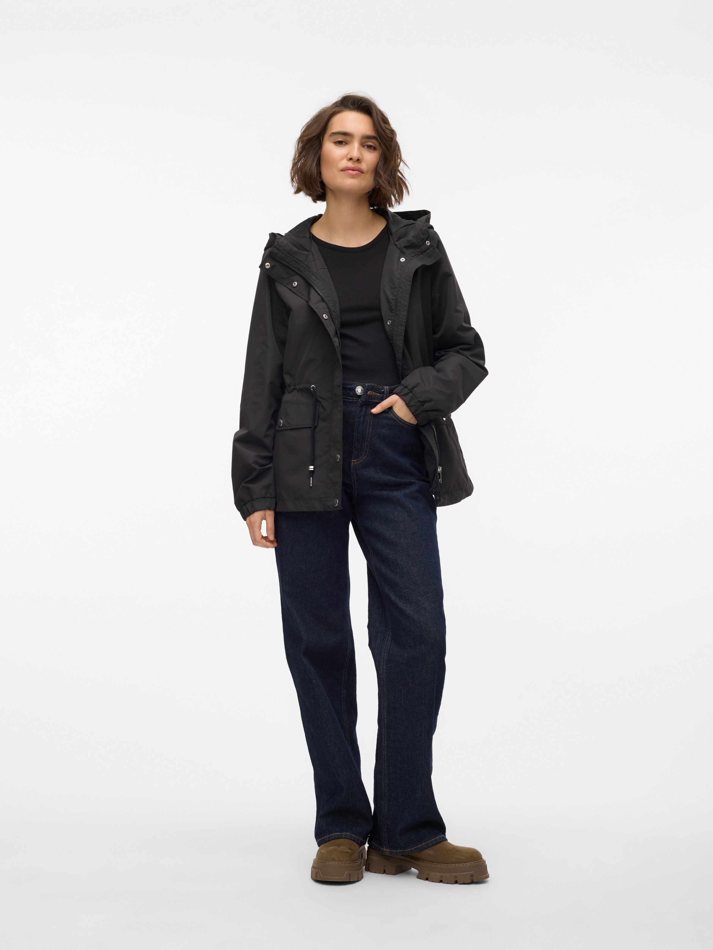 Parka VERO MODA "VMPAISLEY PARKA JACKET NOOS", Damen, Gr. S, schwarz, Web, Obermaterial: 100% Polyester, unifarben, regular fit hüftbedeckend, Jacken Parka, mit Taillen-Kordelzug 3