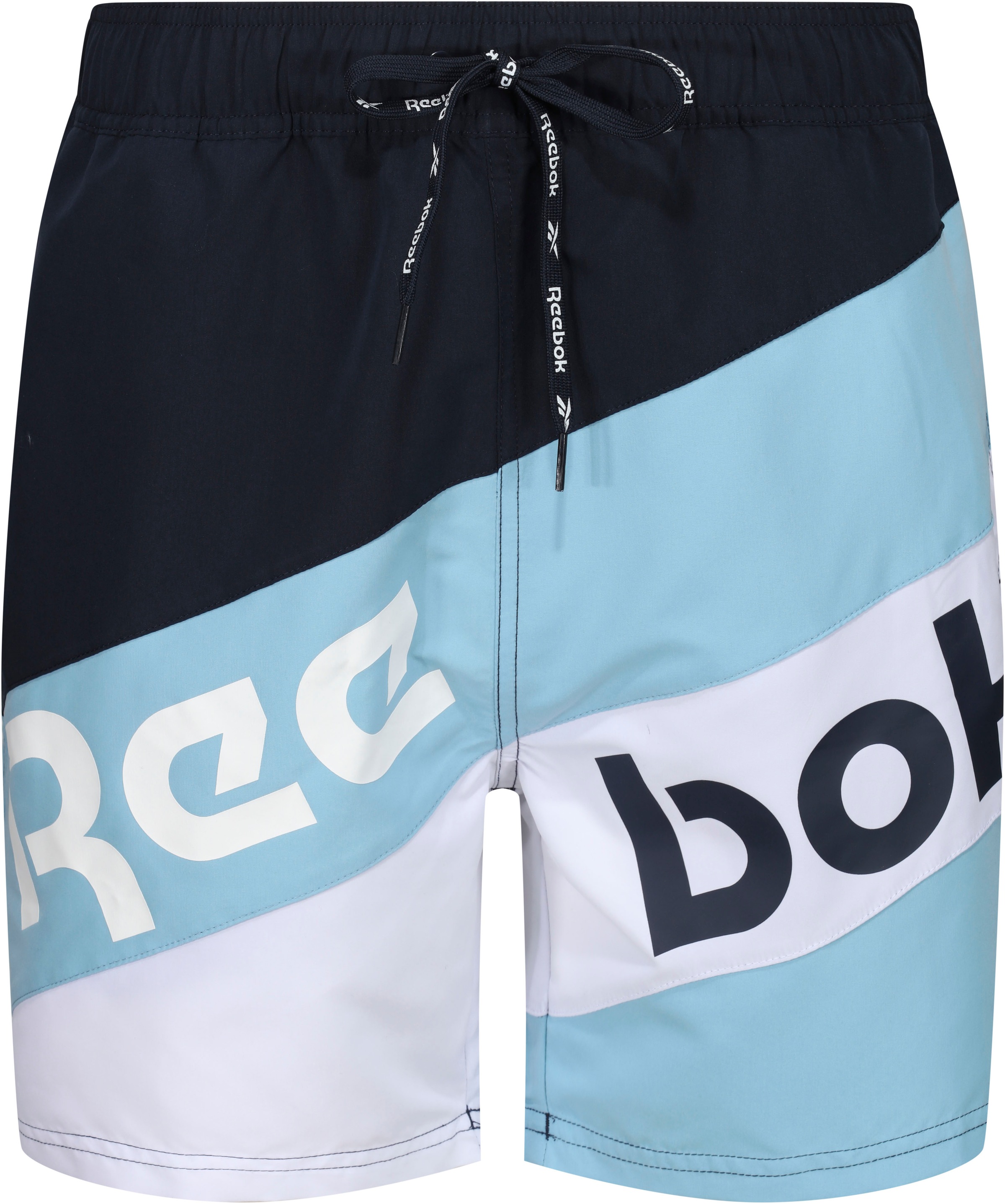 Reebok Badeshorts "Ryan", asymmetrisch gestreift, geteilter Logoschriftzug