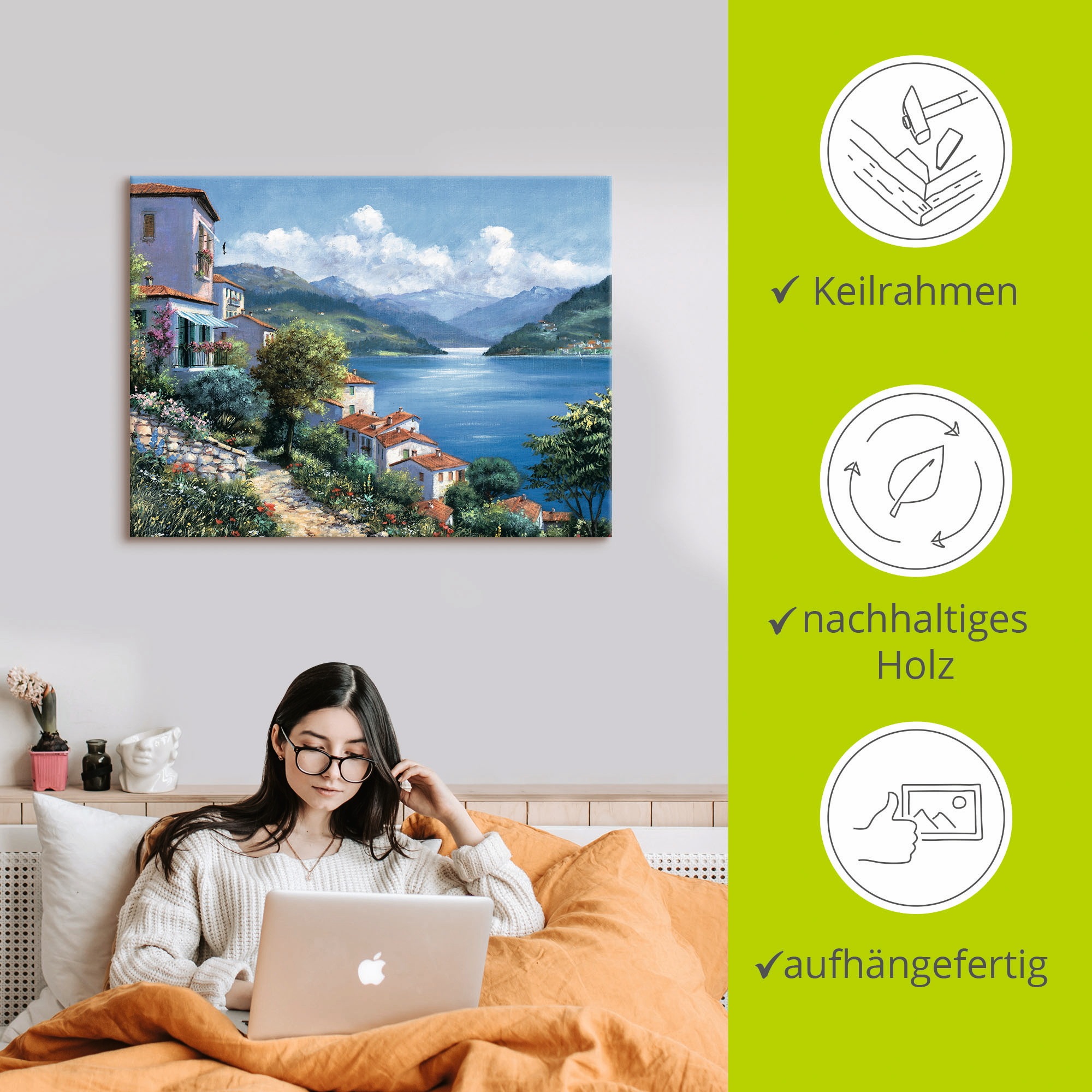Artland Wandbild »Urlaubsaussicht«, Gewässer, (1 St.), als Leinwandbild, Poster in verschied. Größen