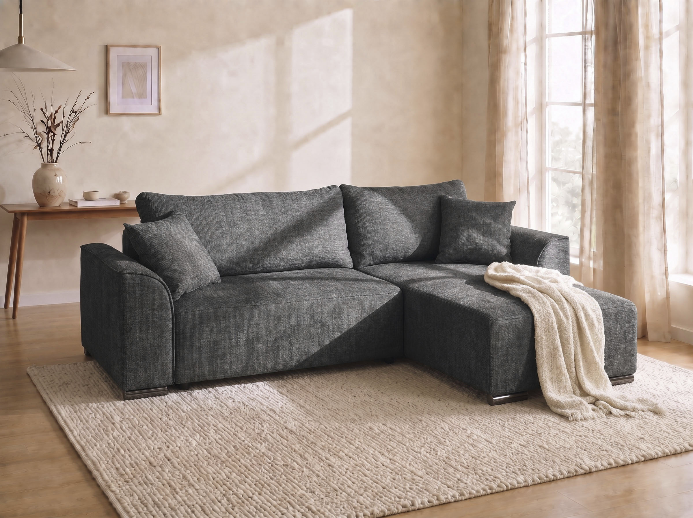COLLECTION AB Ecksofa "Sara L-Form, B: 236 cm, Schlaffunktion, Bettkasten, optional Topper" Bonnellfederkern, Liegefl. 116x190 cm, Couch als Schlafsofa