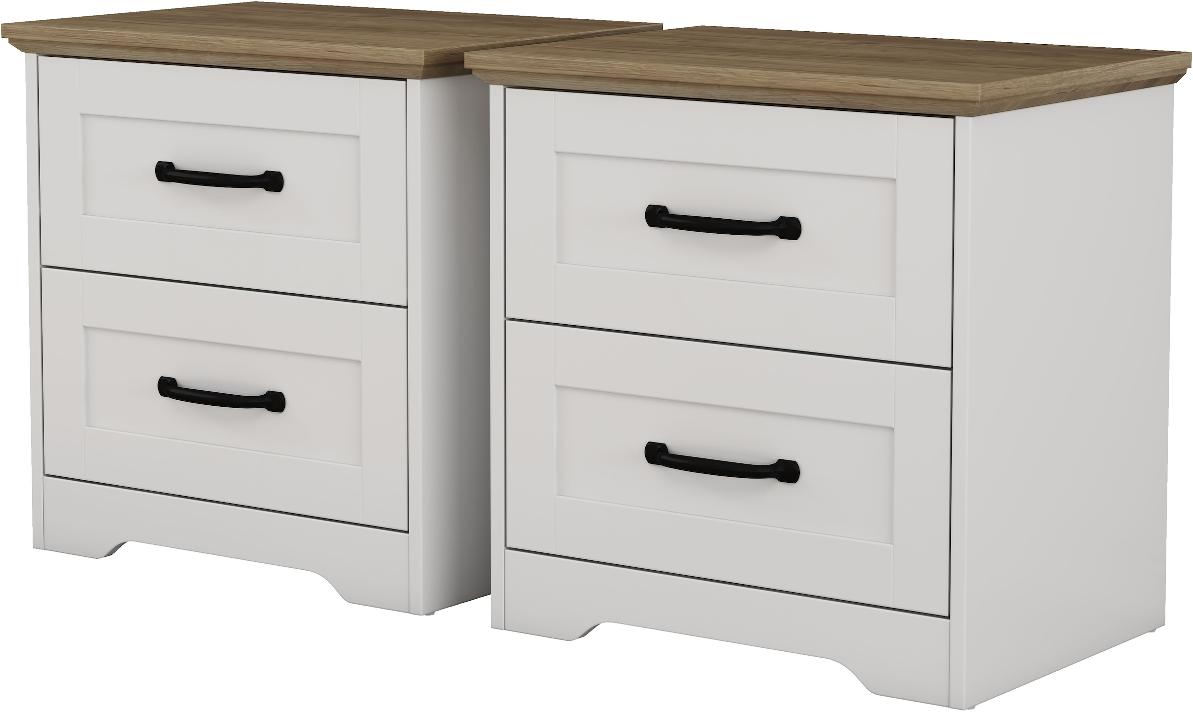 OTTO home Nachtkommode »Emmilia Nachttisch Set im Landhaus Design« Schlafzimmer Kommoden Nachschrank im 2er Set, 2 Stk. tlg. 2 Schubladen je Nachttisch - viel Stauraum im Schlafzimmer