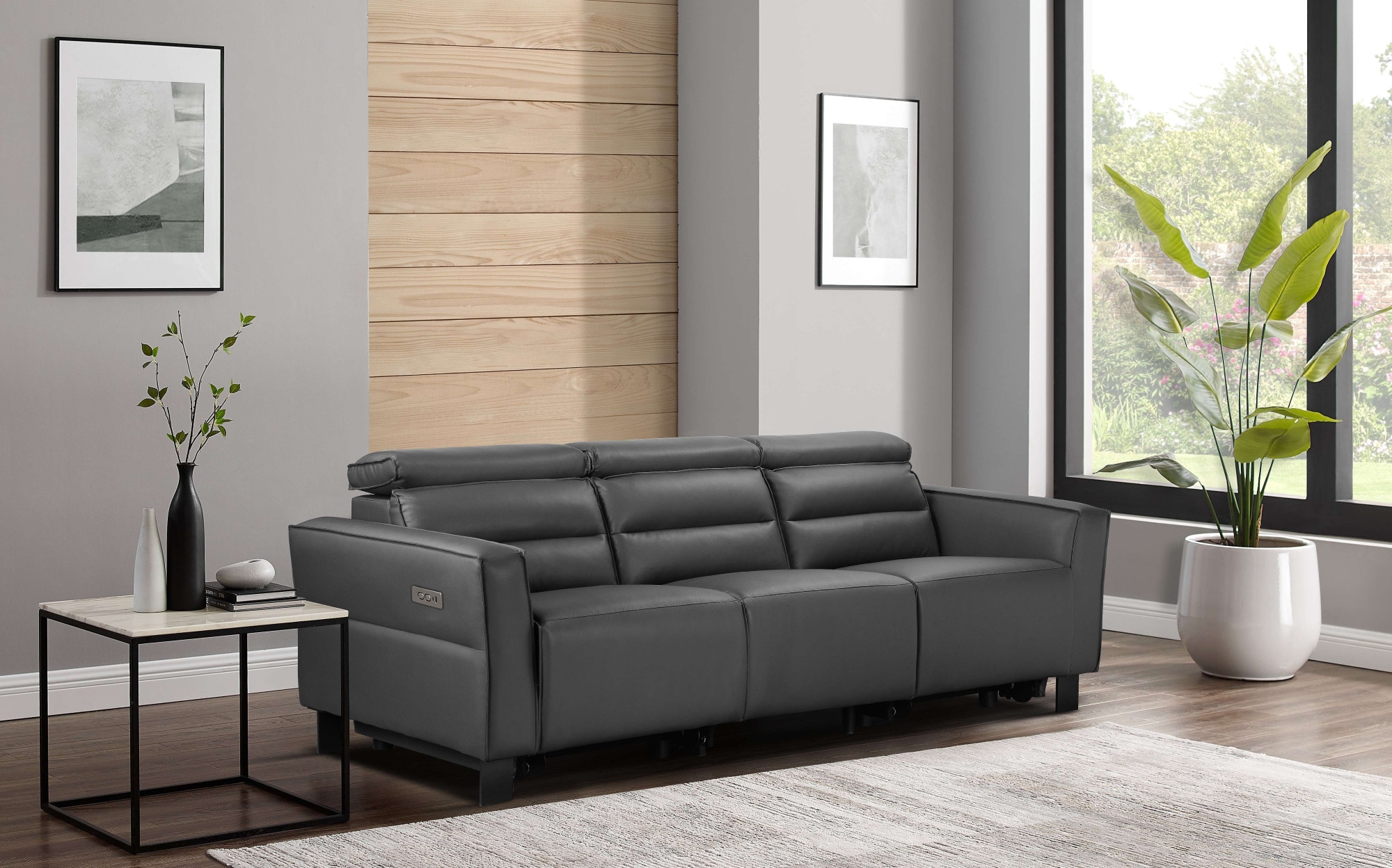 Places of Style 3-Sitzer »Carpari, 224cm, manuelle od. elektrische Relaxfunktion in 2 Sitzen«, mit USB-A/C, Kopfteilverstellung, Echtleder, Kunstleder, Webstoff