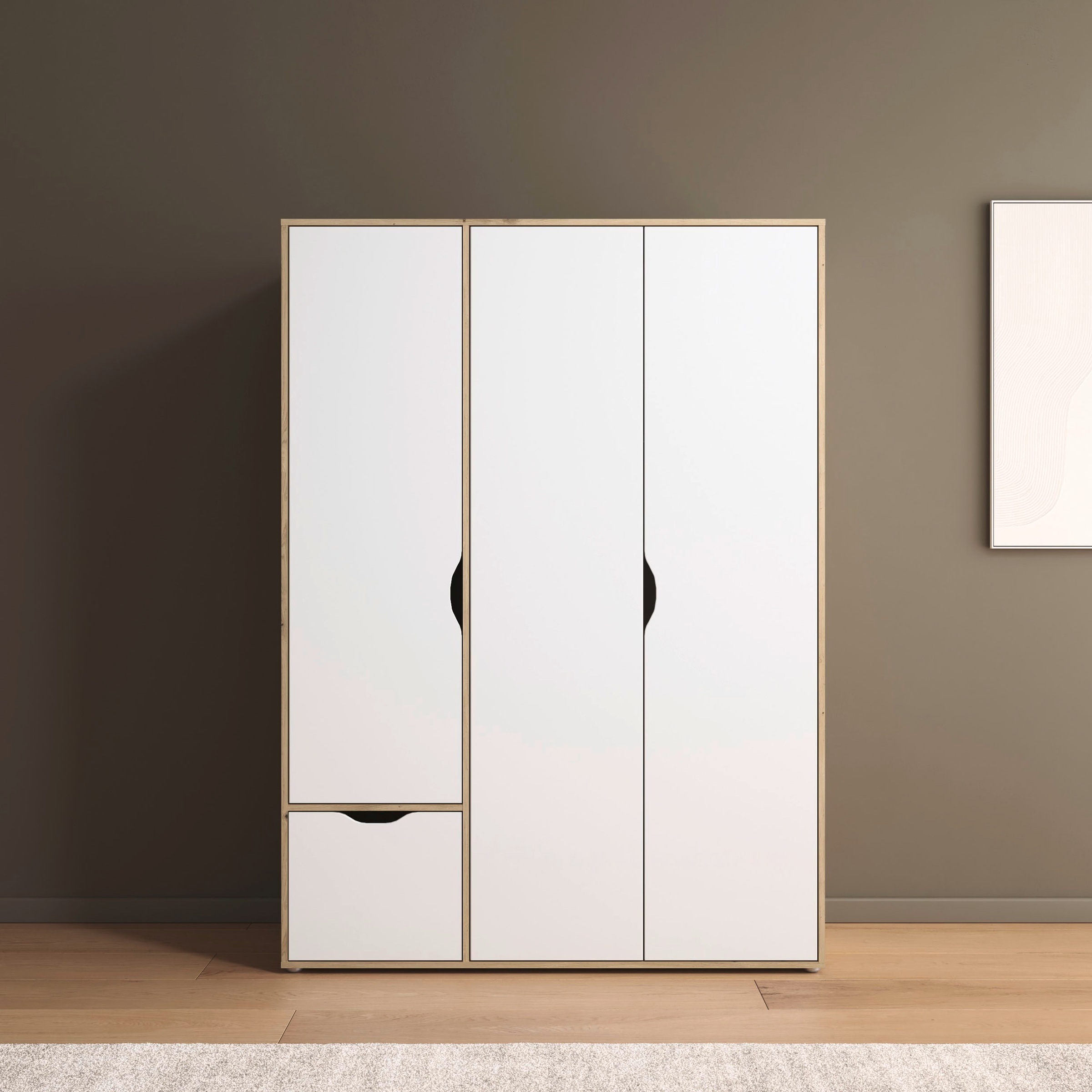 rauch "Kleiderschrank Schrank Garderobe Wäscheschrank NARAI mit Schubladen" in 3 verschiedenen Ausstattungen BASIC/CLASSIC/PREMIUM, Griffausfräsungen für eine grifflose Optik TOPSELLER MADE IN GERMANY