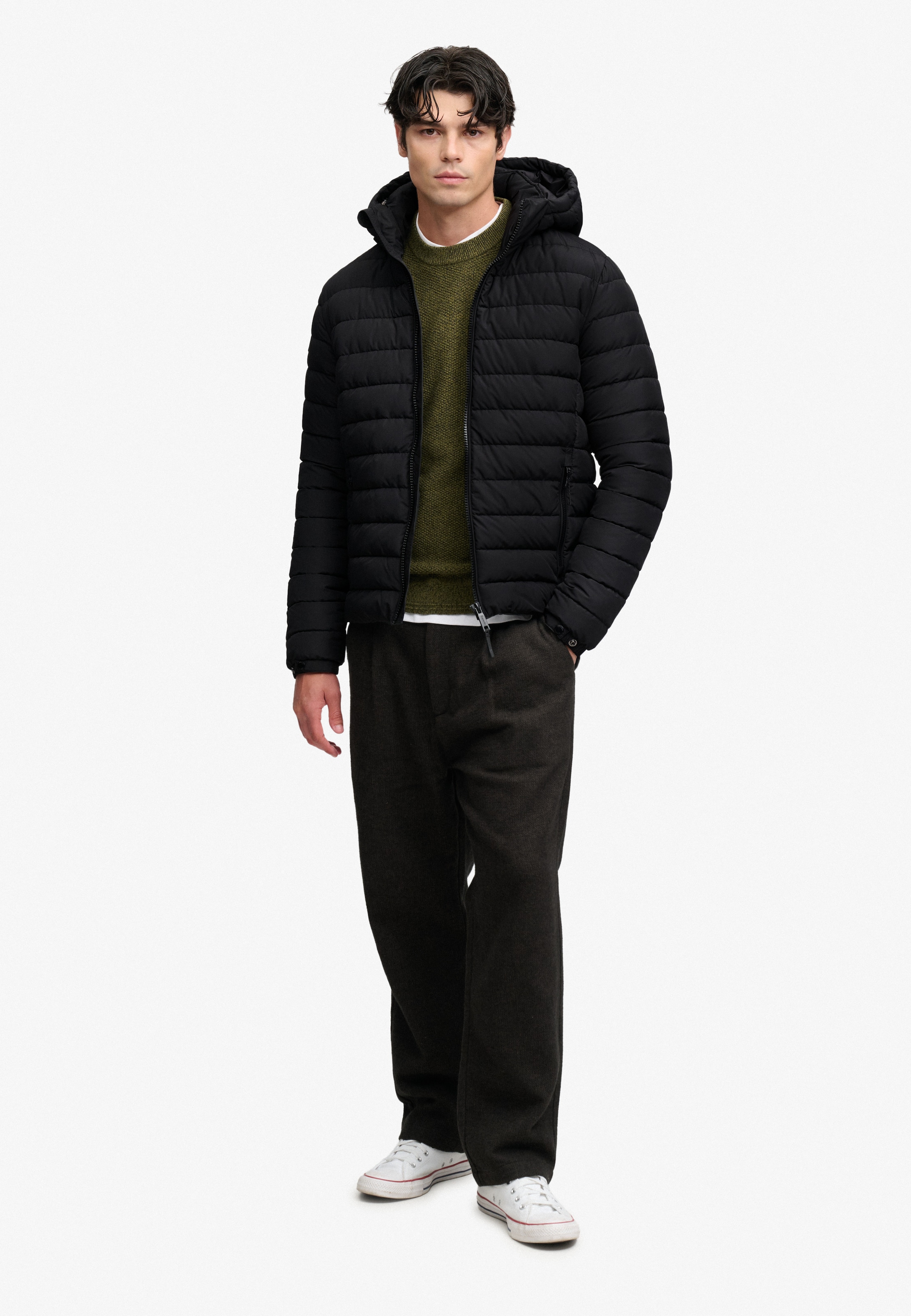 Superdry Steppjacke »HOOD FUJI MIDWEIGHT PADDED JKT« mit Kapuze Kunstfaser, slim fit