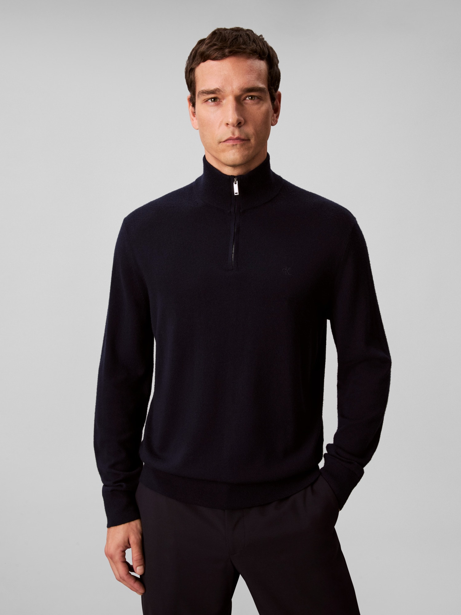 Calvin Klein Stehkragenpullover "LS 100% MERINO QZ 14GG", Mit Rundhalsaussc günstig online kaufen