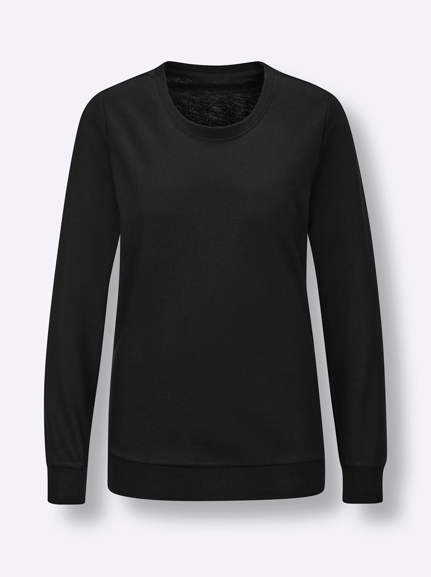 Langarmshirt FEEL GOOD "Shirt", Damen, Gr. 44/46, schwarz, 50% Baumwolle, 50% Polyester, gemustert, unifarben, Shirts Langarmshirt 2