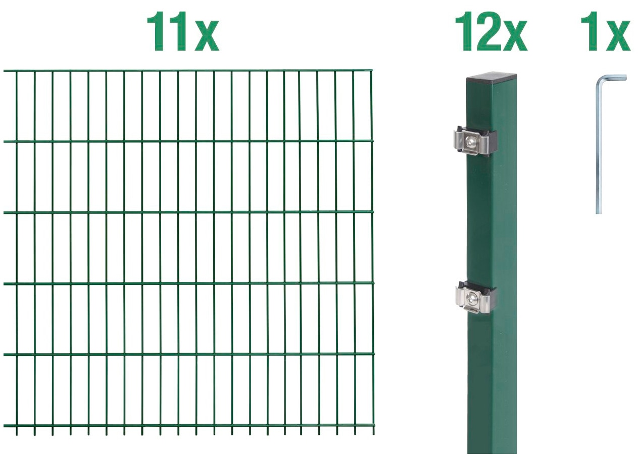 Alberts Doppelstabmattenzaun "Grundset", Höhe: 80 - 160 cm, Gesamtlänge: 4 - 30 m, zum Einbetonieren