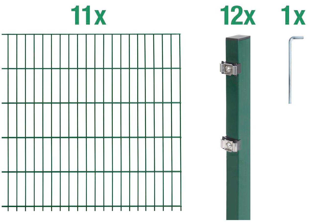 Alberts Doppelstabmattenzaun "Grundset" Höhe: 80-200 cm, Gesamtlänge: 4-30 m, zum Einbetonieren