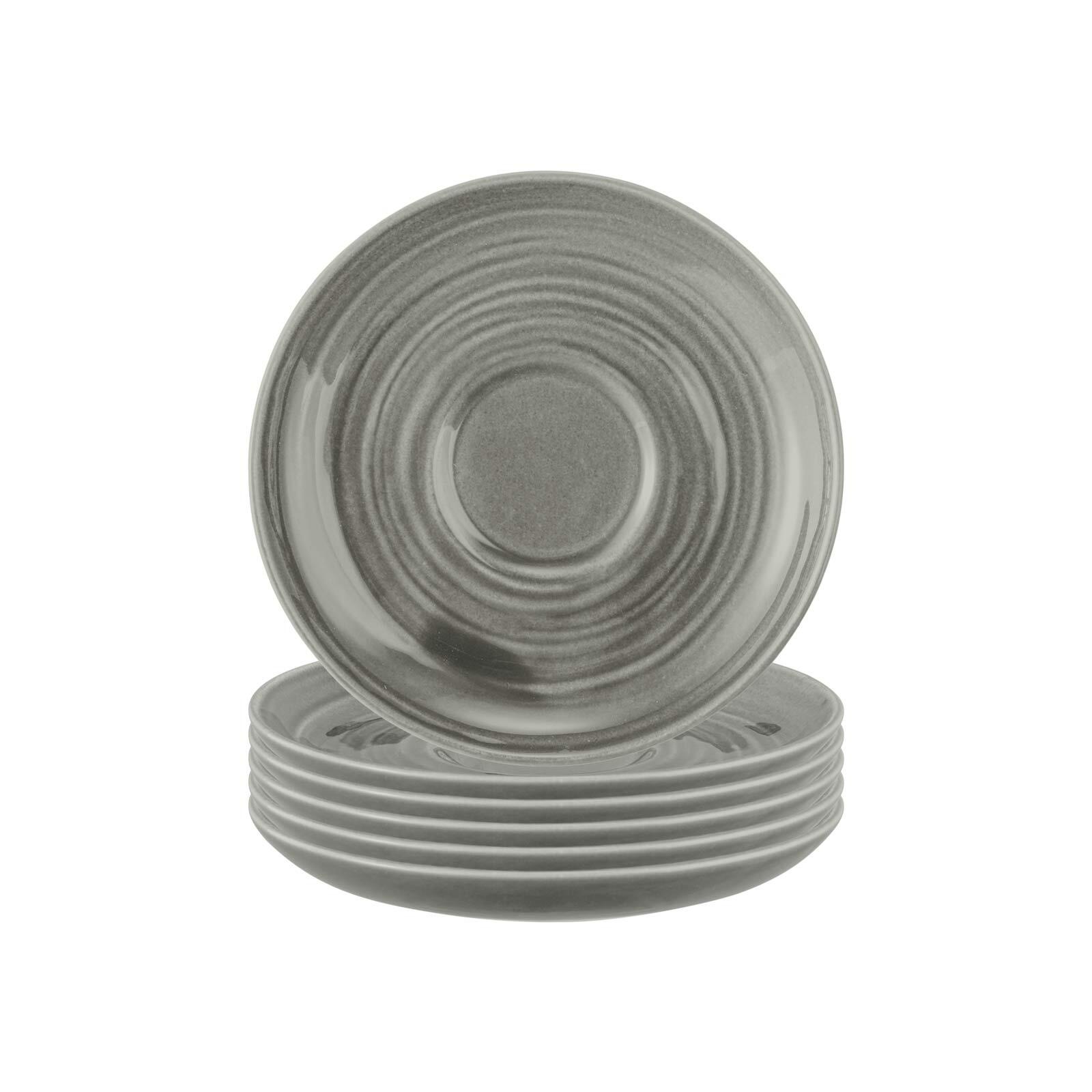 Untertasse SELTMANN WEIDEN "Teeuntertassen Terra ø 13,5 cm 6er Set", grau (perlgrau), B:13,5cm H:2cm L:13,5cm Ø:13,5cm, Speiseteller, Spülmaschinenfest, Mikrowellensicher, Ofenfest