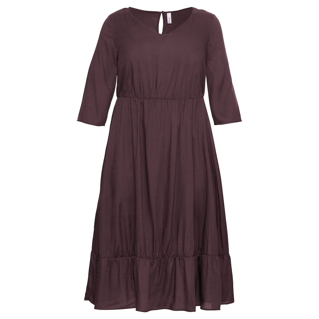 Damenmode Kleider Sheego Midikleid »Midikleid«, aus nachhaltiger Viskose burgund