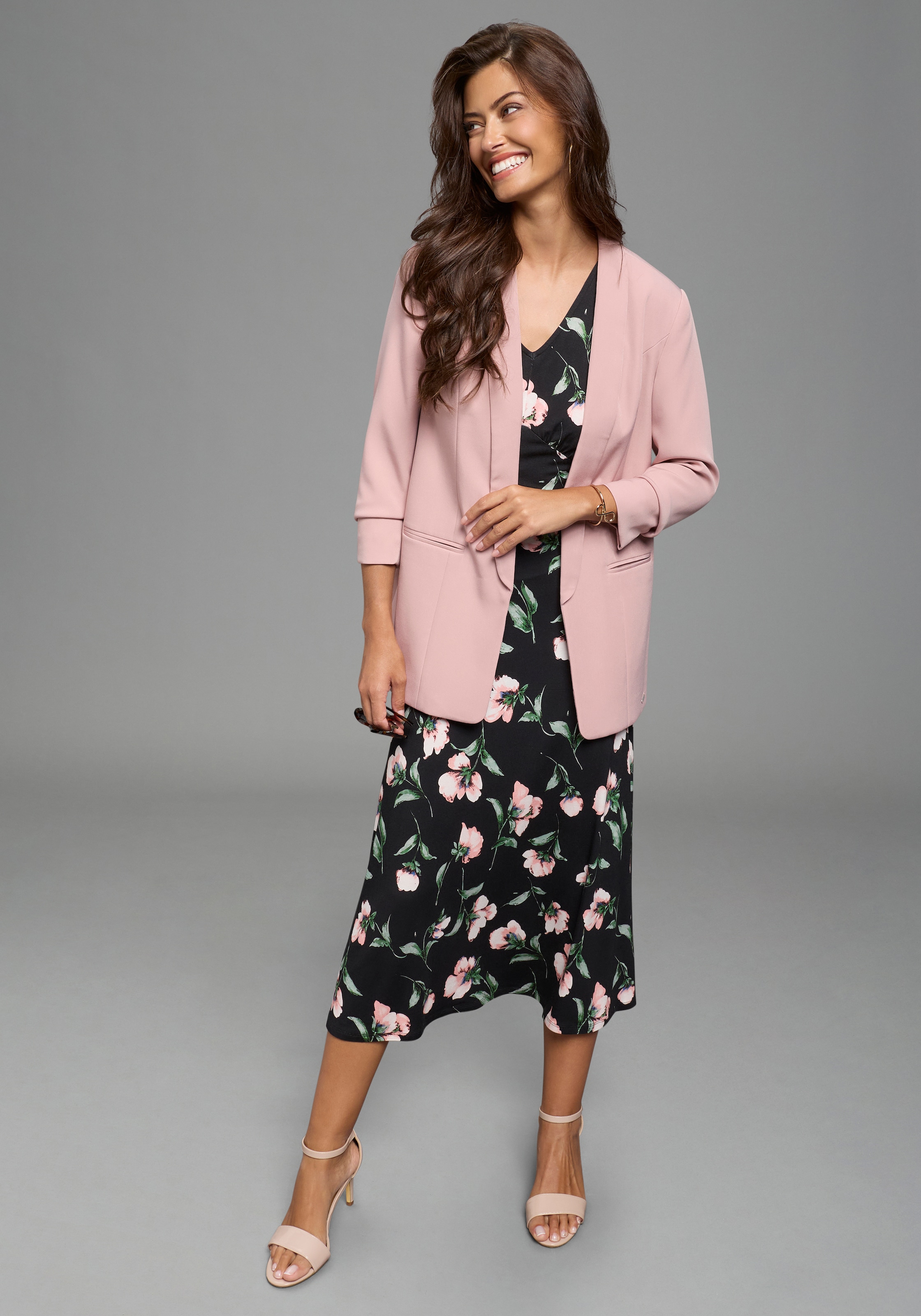 Laura Scott Midikleid mit tiefem Rückenausschnitt und Knotendetail, geblümt