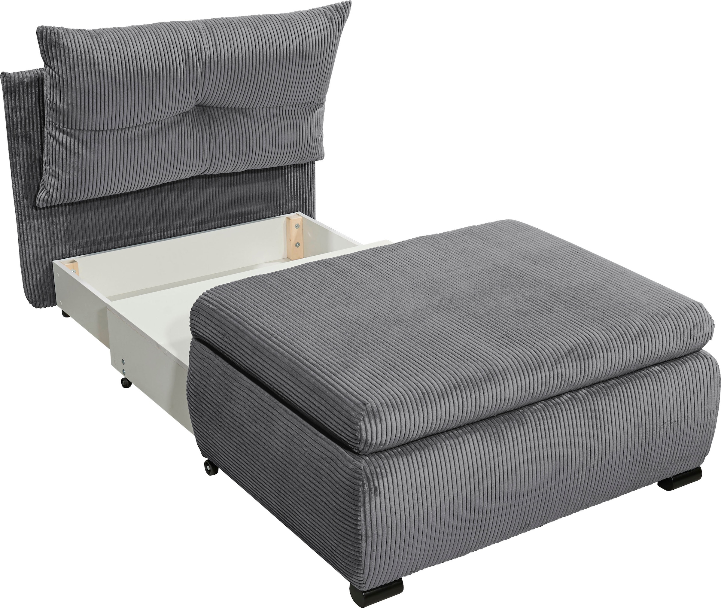 ED EXCITING DESIGN Schlafsofa »Charlie«, Schlafsessel mit Bettkasten & 1 Rückenkissen