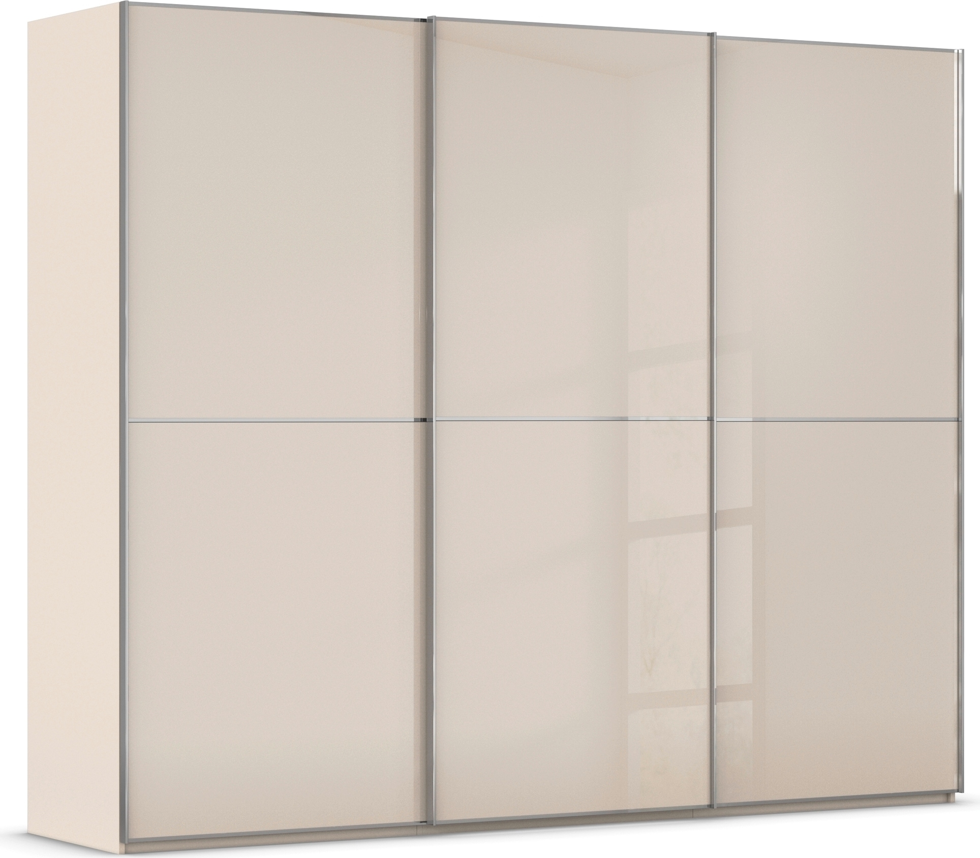 rauch Schwebetürenschrank "Kleiderschrank Schrank Garderobe Schlafzimmerschrank SCALE-DUO" edle zweigeteilte Türen Glas-Front mit 3 Zierleisten MADE IN GERMANY