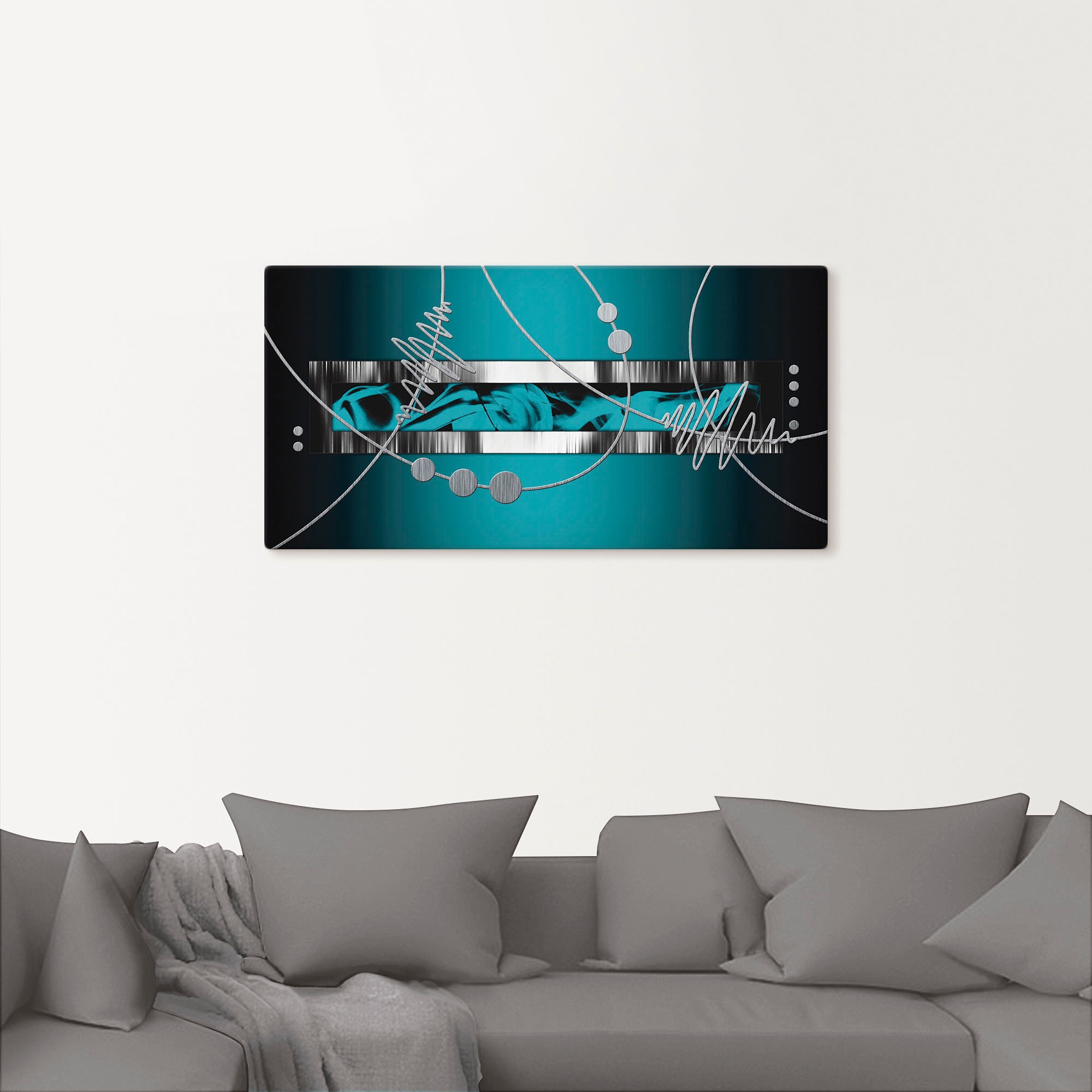 Artland "Silber abstrakt auf petrol" Gegenstandslos 1 Stk. tlg. als Alubild günstig online kaufen