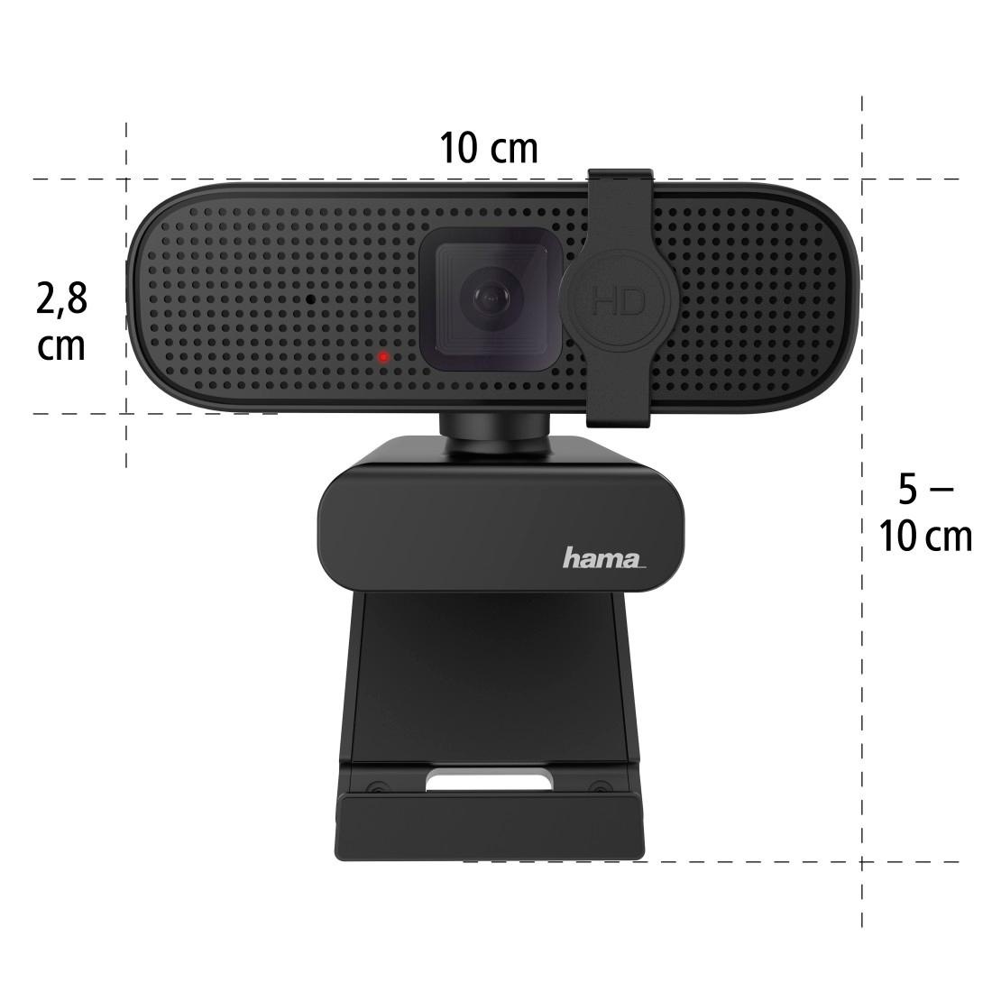 Hama Full HD-Webcam »PC Webcam für Laptop PC, Streaming, Chatten mit Mikrofon, Windows Mac«, Full HD, Plug & Play, verschließbare Linse, Standfuß, Stativgewinde, drehbar