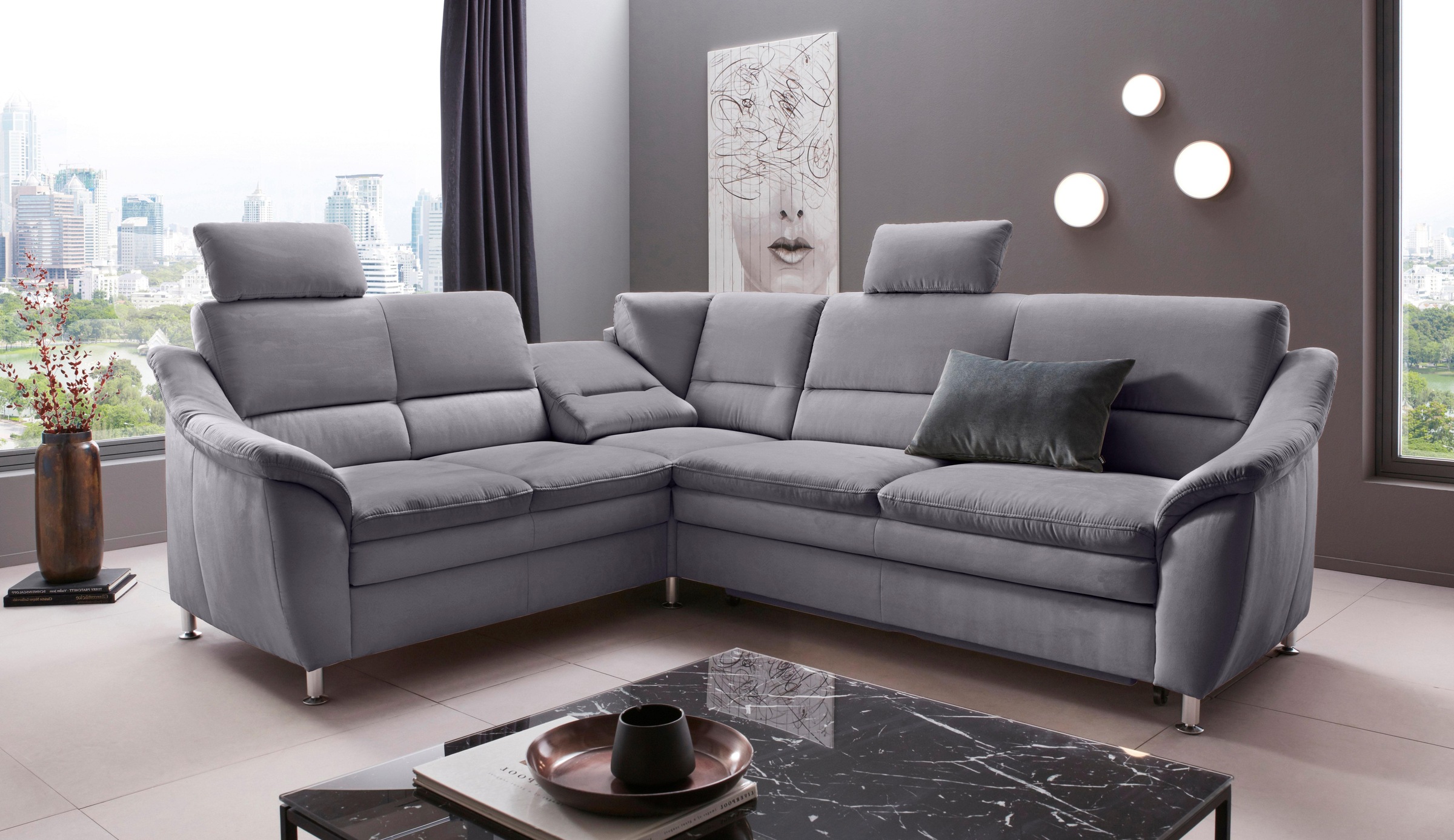 OTTO home Ecksofa "Cardoso L-Form" Federkern, wahlweise mit Bett, Schubkasten, teilweise Relaxfunktion