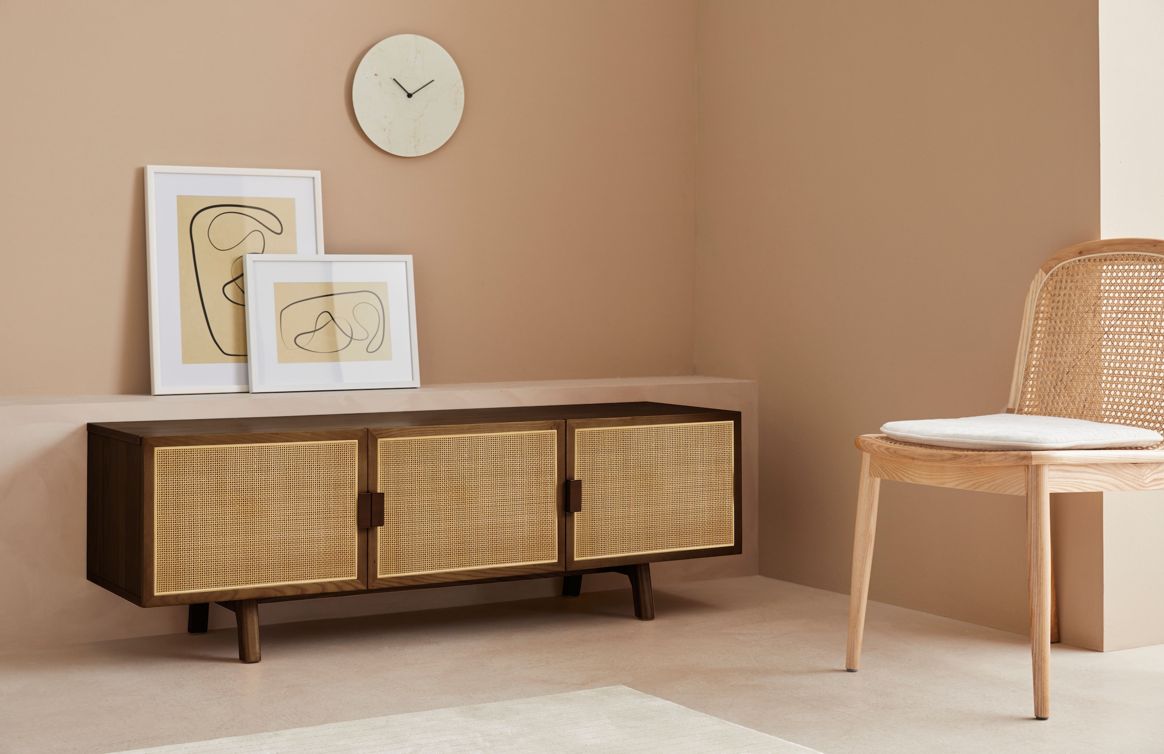 LeGer Home by Lena Gercke Lowboard "Lina" TOPSELLER Sideboard, aus MDF Holz, Melaminoberfläche, Rattangeflecht, Breite 140 cm