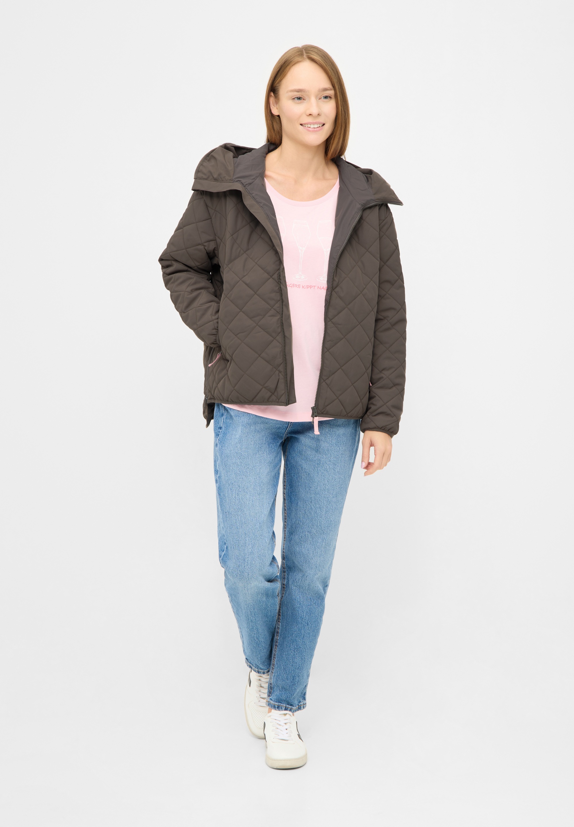 Derbe Steppjacke »Quiltby Short«, mit Kapuze, Wasserabweisend, Kapuze, 2-Wege Reisßverschluss