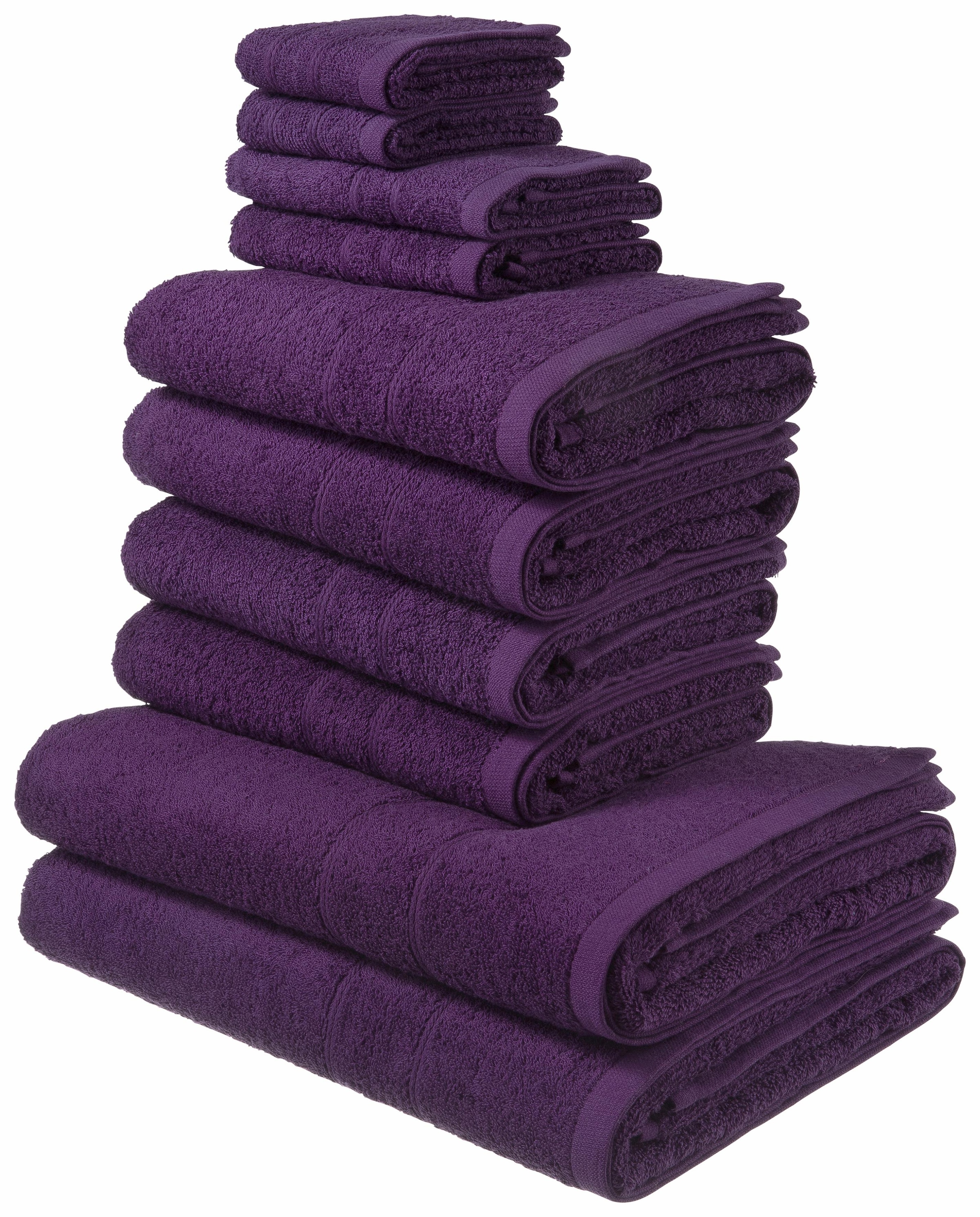 Handtuch Set MY HOME, lila, Obermaterial: 100% Baumwolle, Handtuch-Sets, "Inga, Duschtücher, Handtücher, Gästetücher, Seiftücher", Handtücher mit