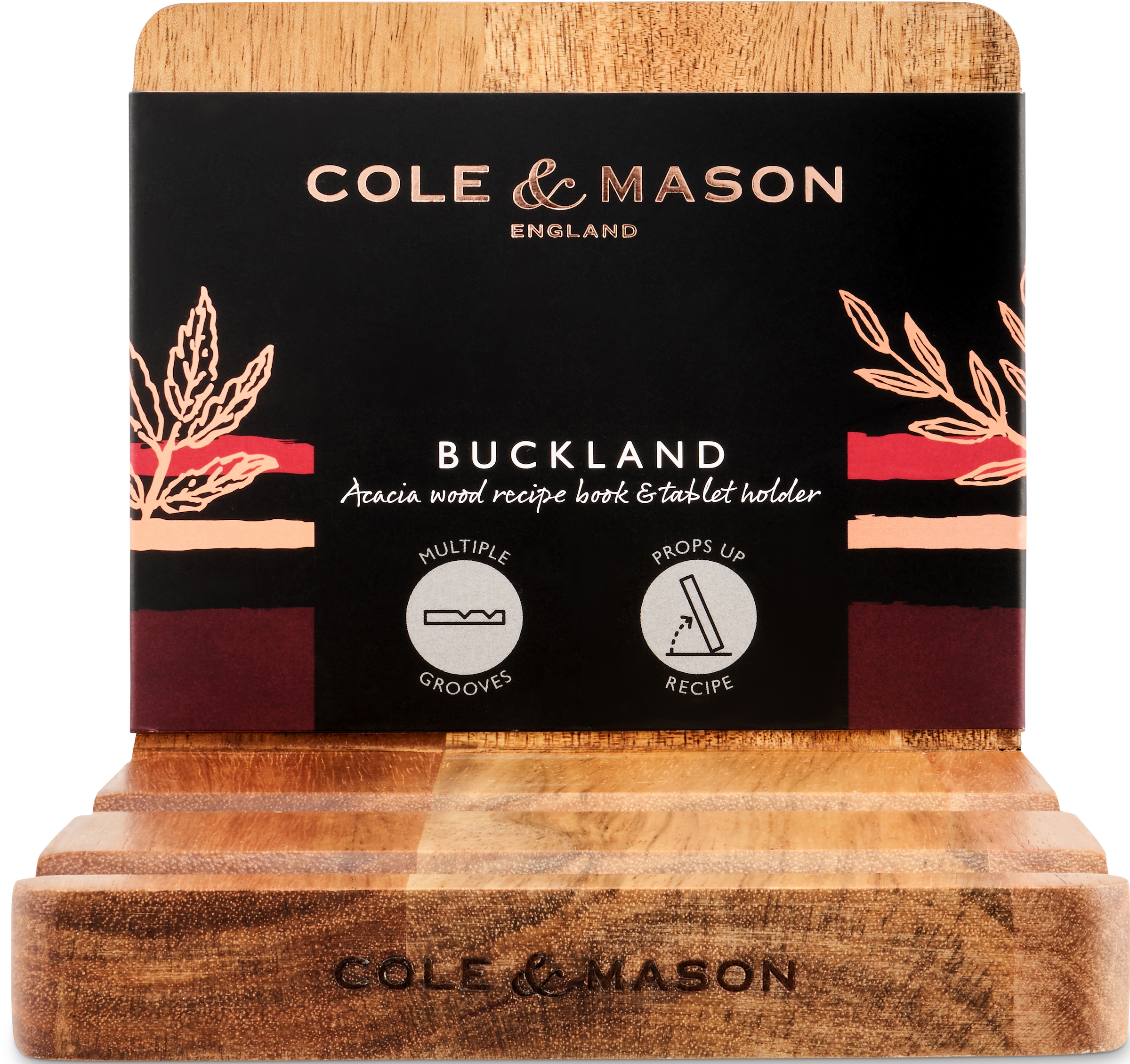 Cole & Mason Kochbuchhalter »Buckland«, aus Akazienholz für verschiedene Größe von Büchern und Tablets