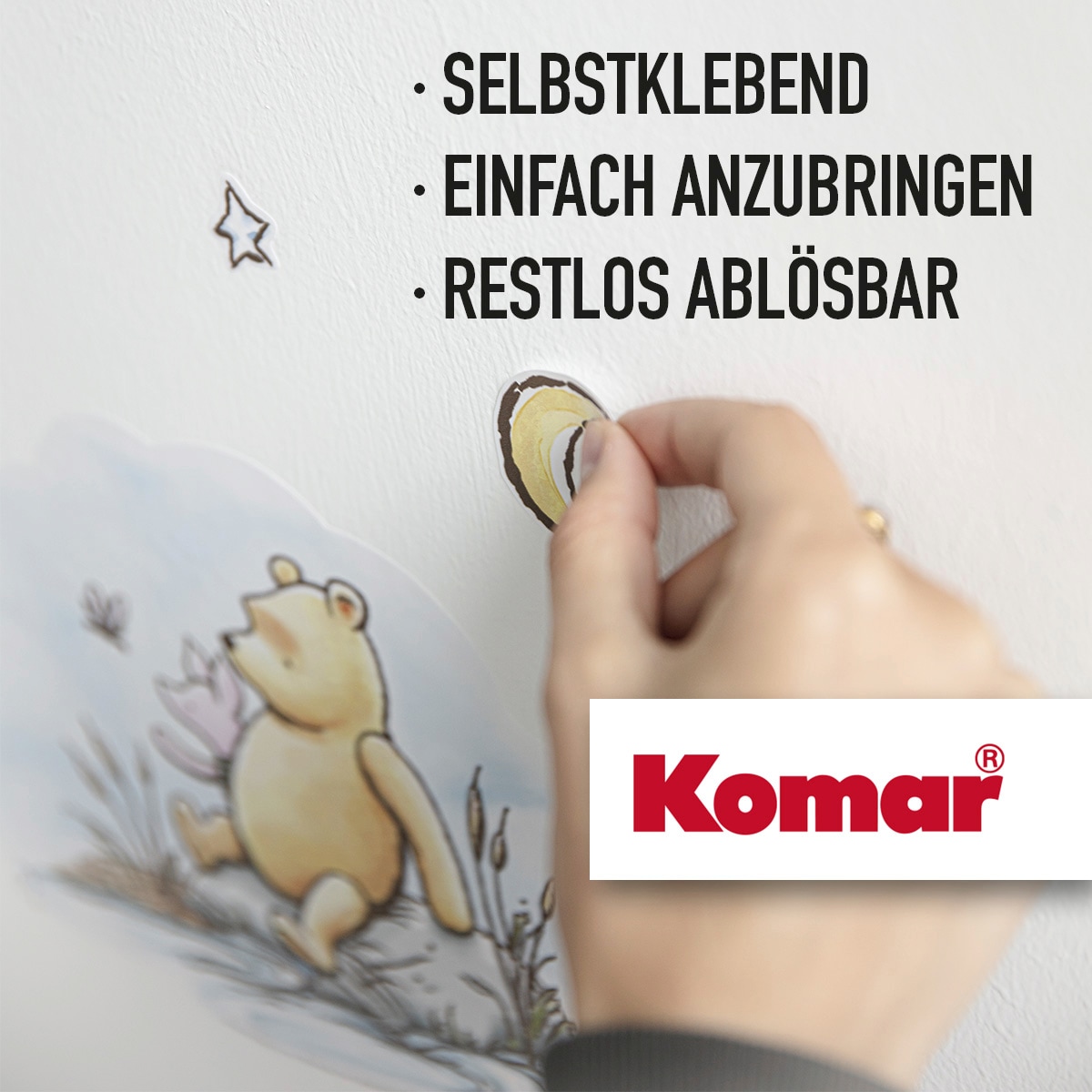 Komar Wandtattoo »Winnie the Pooh Flowers & Music«, (12 St.), 50x70 cm  (Breite x Höhe), selbstklebendes Wandtattoo | BAUR
