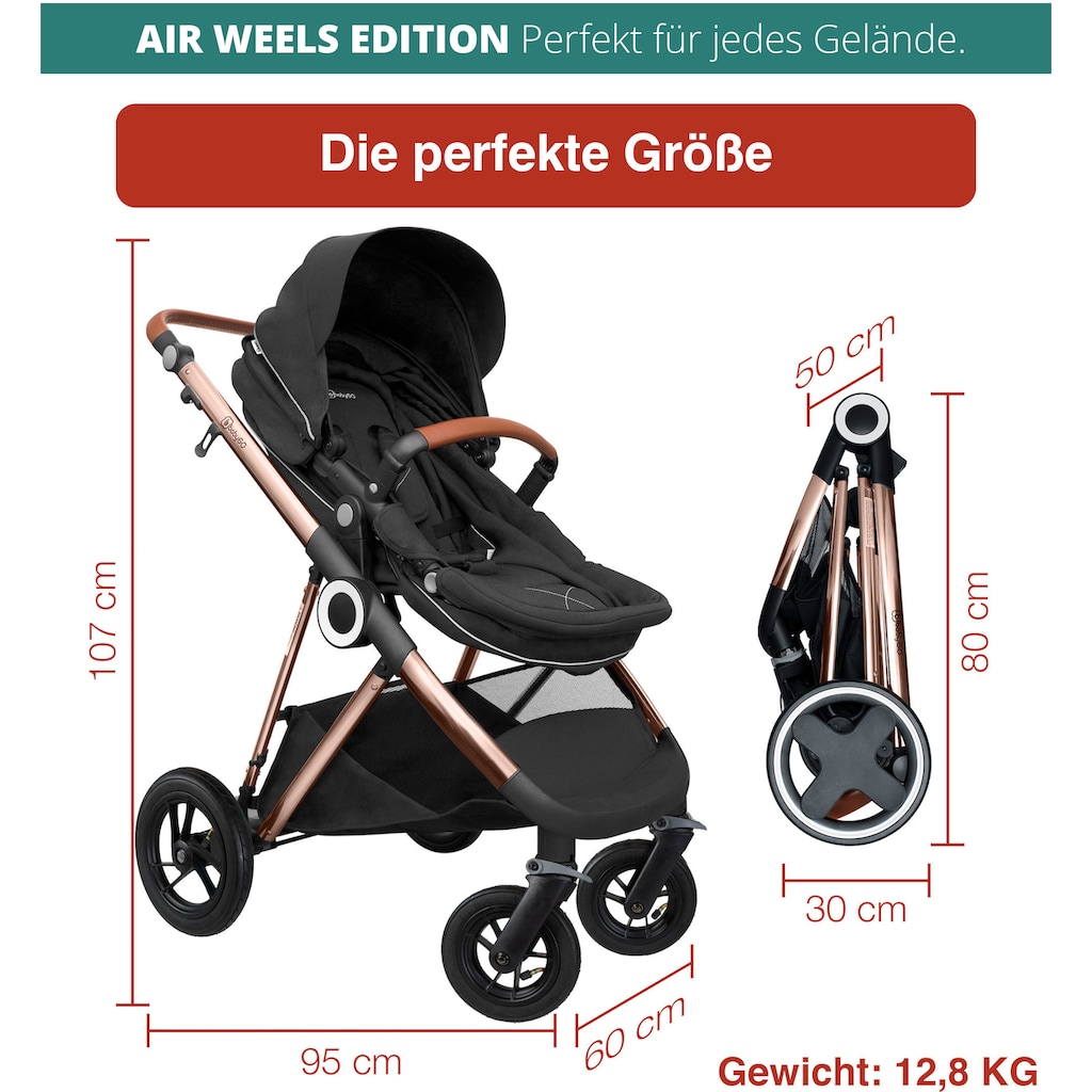 BabyGo Kombi-Kinderwagen »Halime AIR 3in1, Anthracite Gold«