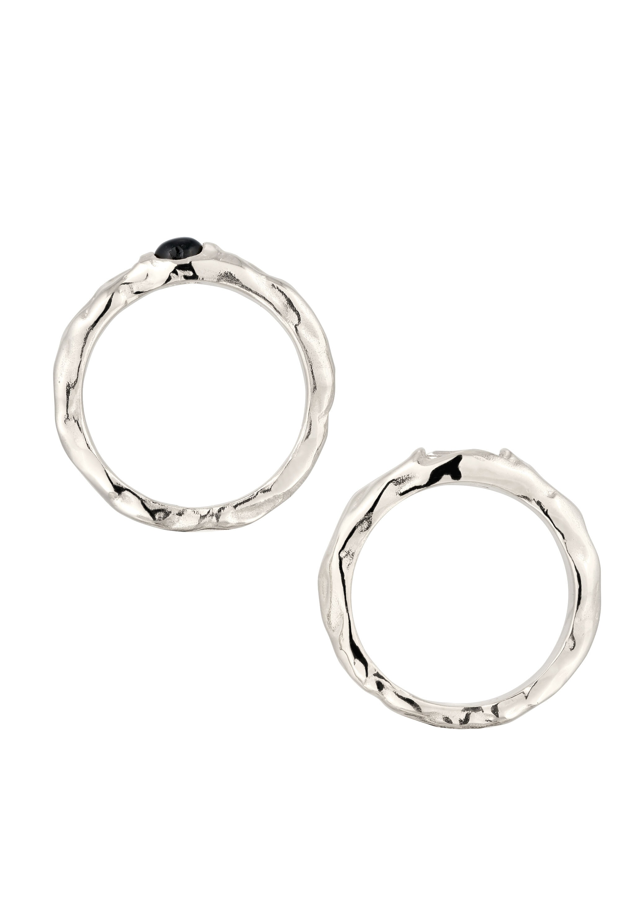 Elli Ring-Set »Ring Set mit Steinen Rechteck Topas Schwarz 925 Sterling Silber«