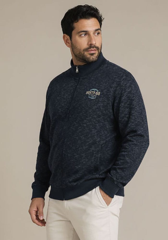 Mans World Plus Sweatjacke mit Reißverschluss, normale Länge, aus Baumwolle und Polyester