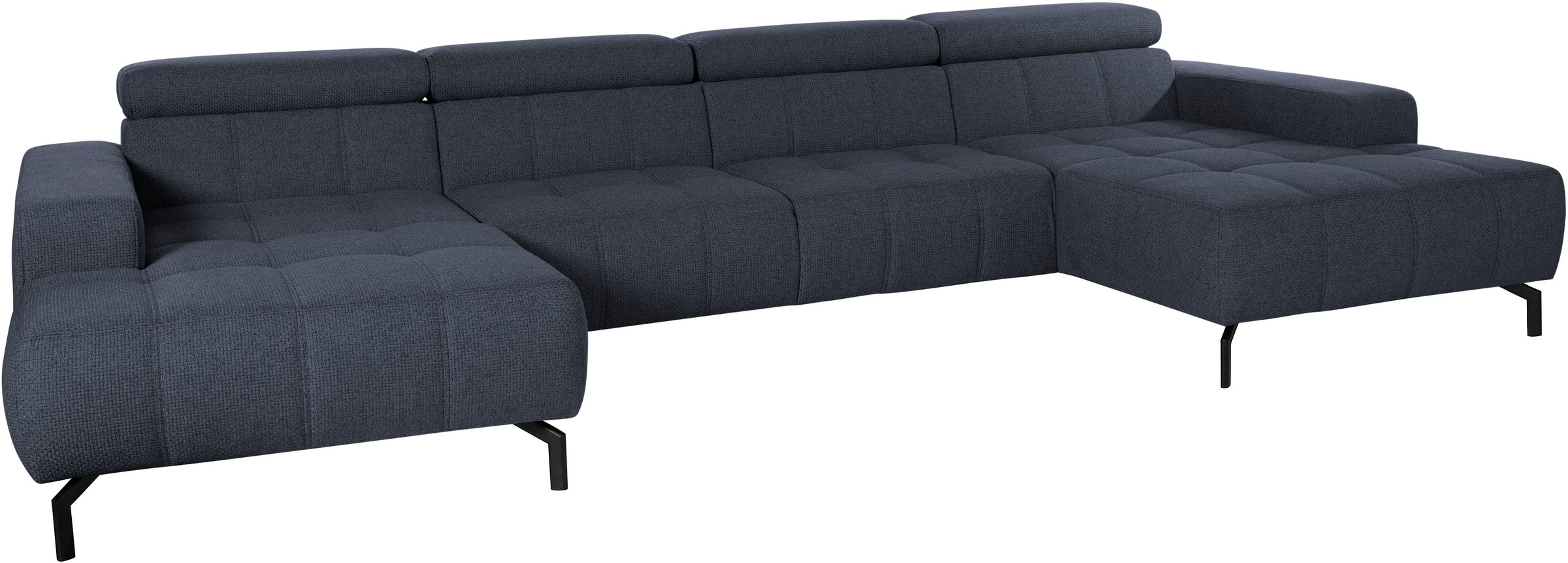 DOMO collection Wohnlandschaft »Cunelli tolle Sitznähte als Designelement, fester Sitzkomfort, U-Form«, wahlweise mit Kopfteilverstellung, bodenfrei