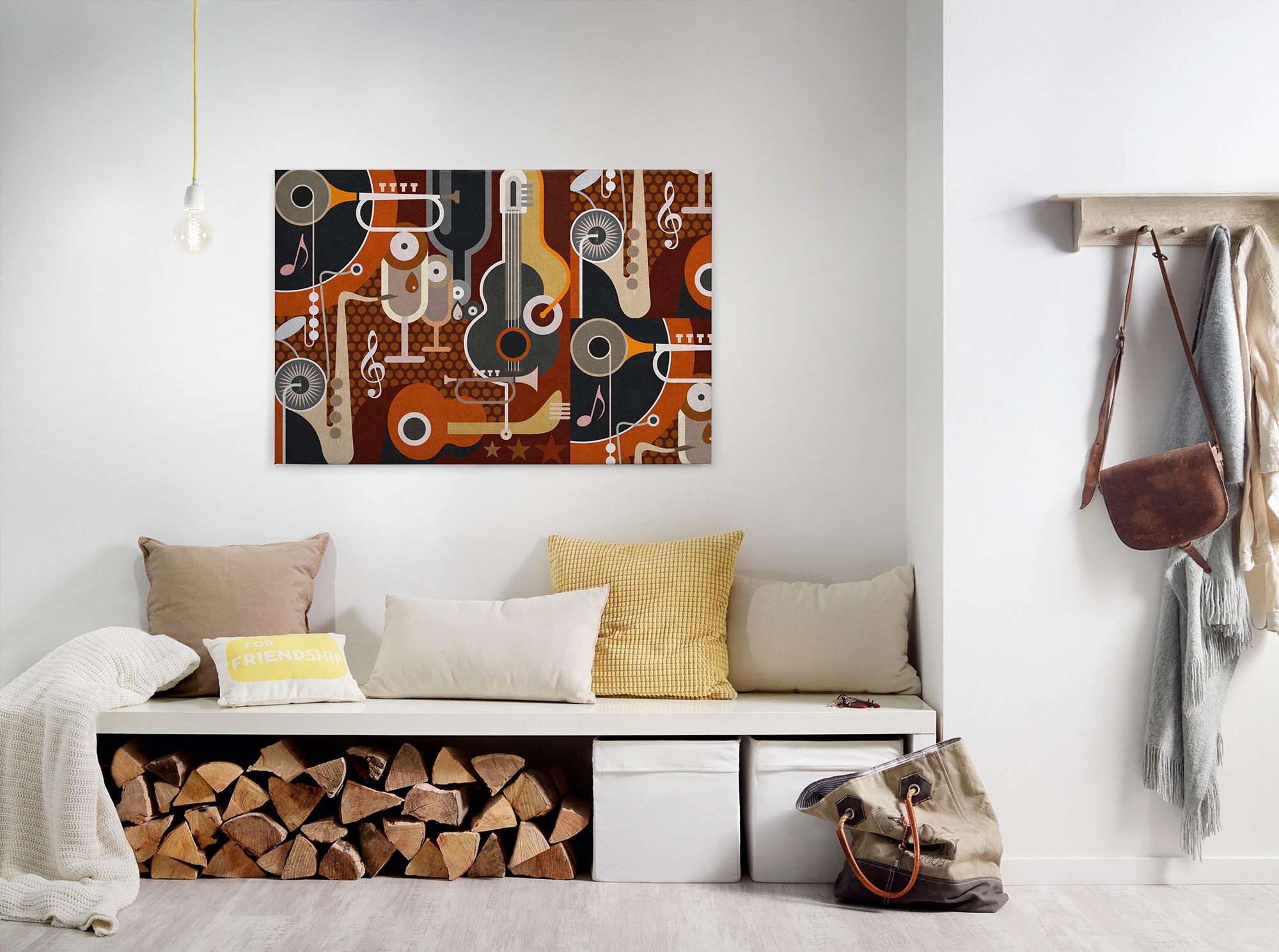 A.S. Création Leinwandbild "wall of sound" Abstrakt Kunst 1 Stk. tlg. Keilrahmen Bild Musik Abstrakt Bunt Leinwand-Bild Wohnzimmer modern