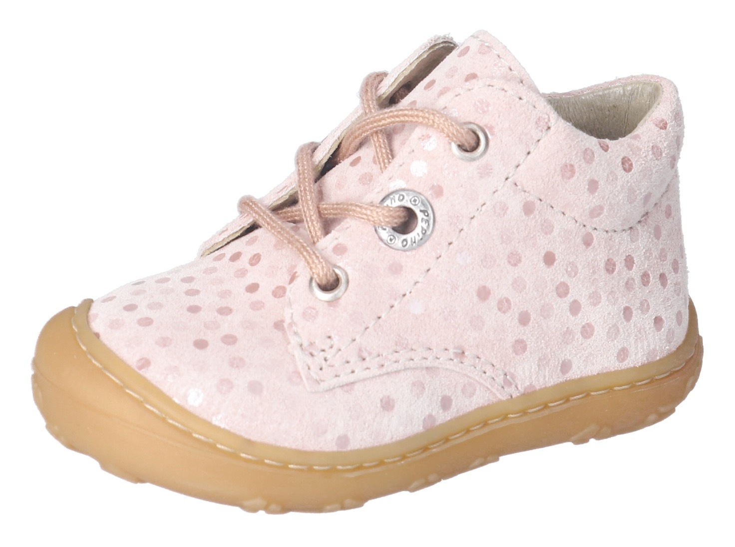 Baby Lauflernschuh "DOTS WMS: Mittel", PEPINO BY RICOSTA, Gr. 22, rosa, Leder, metallic, Schuhe, Schnürschuh m. Weiten-Meßsystem, Leder,