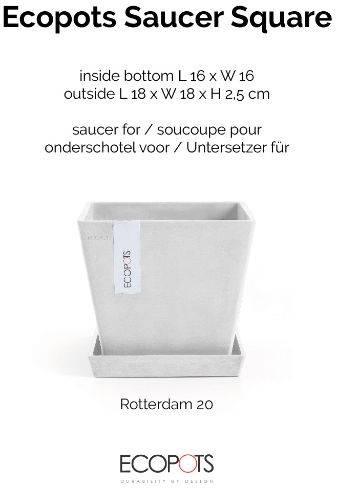 ECOPOTS Topfuntersetzer »Quadratisch 20 Weiß«, für innen und außen: frostsicher, bruchsicher und lichtbeständig