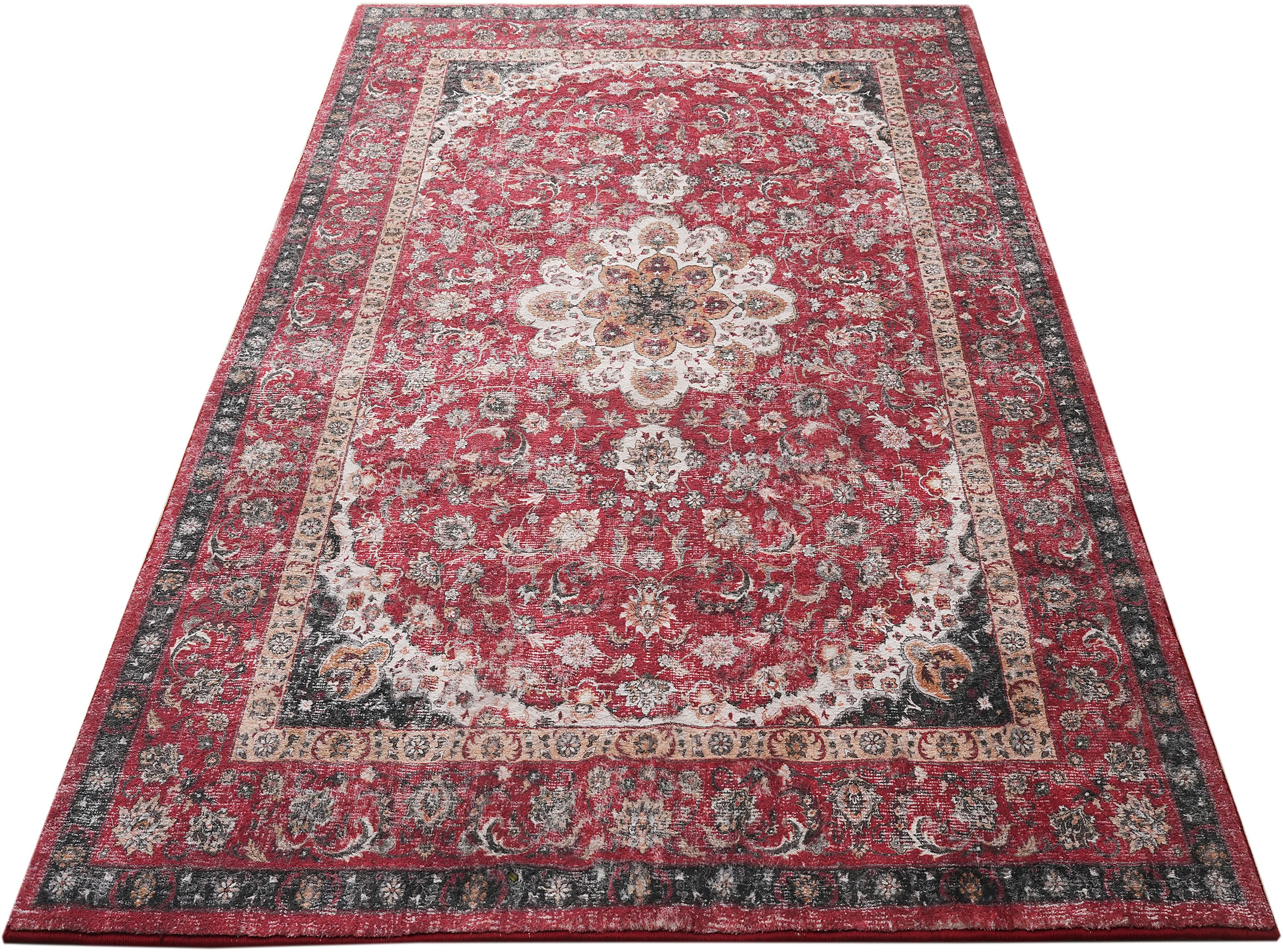 my home Teppich »Omar, Druckteppich, orientalisches Design, mehrfarbig, bedruckt«, rechteckig, 13 mm Höhe, Orient-Optik, Vintage Design, weich, Wohnzimmer, Schlafzimmer