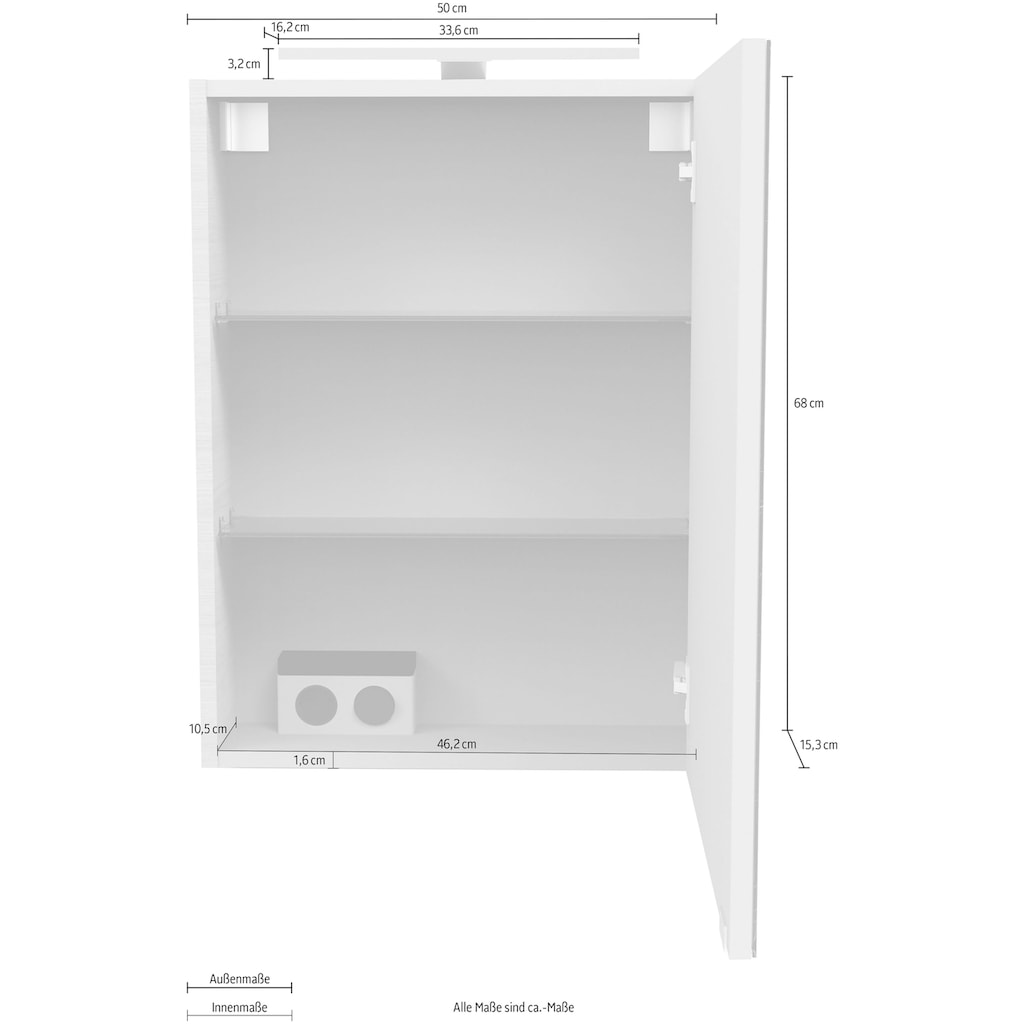 FACKELMANN Spiegelschrank, (Spiegelschrank mit LED-Aufsatzleuchte)