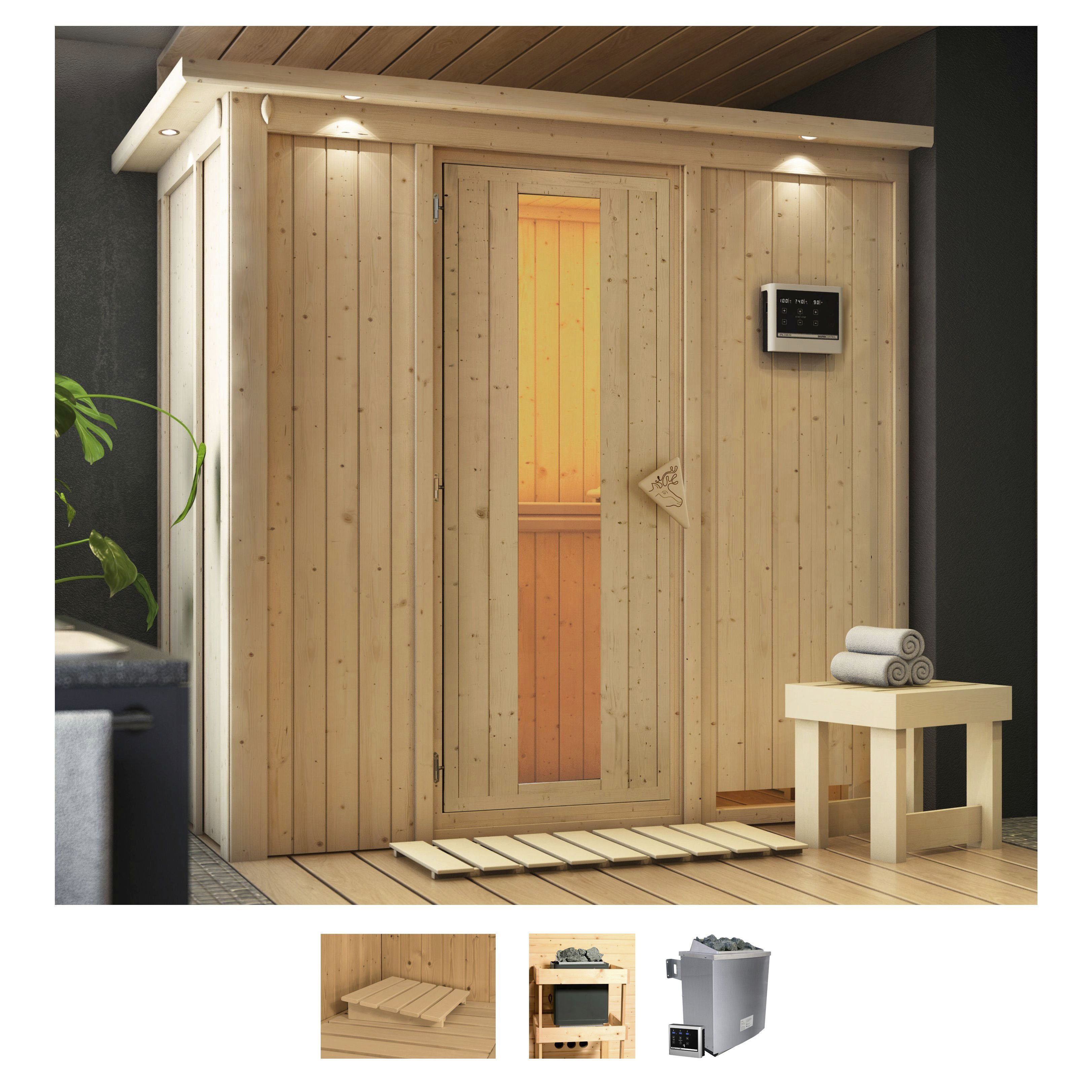 Karibu Sauna "Vada" Set, Ofen 9 KW externe Strg easy