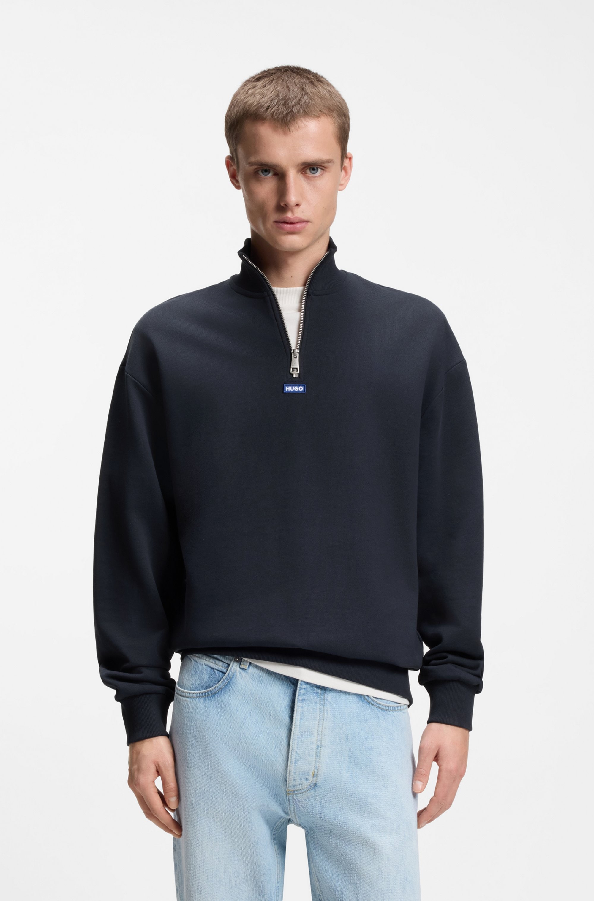 HUGO Blue Sweatshirt "Neeler", mit Troyerkragen günstig online kaufen