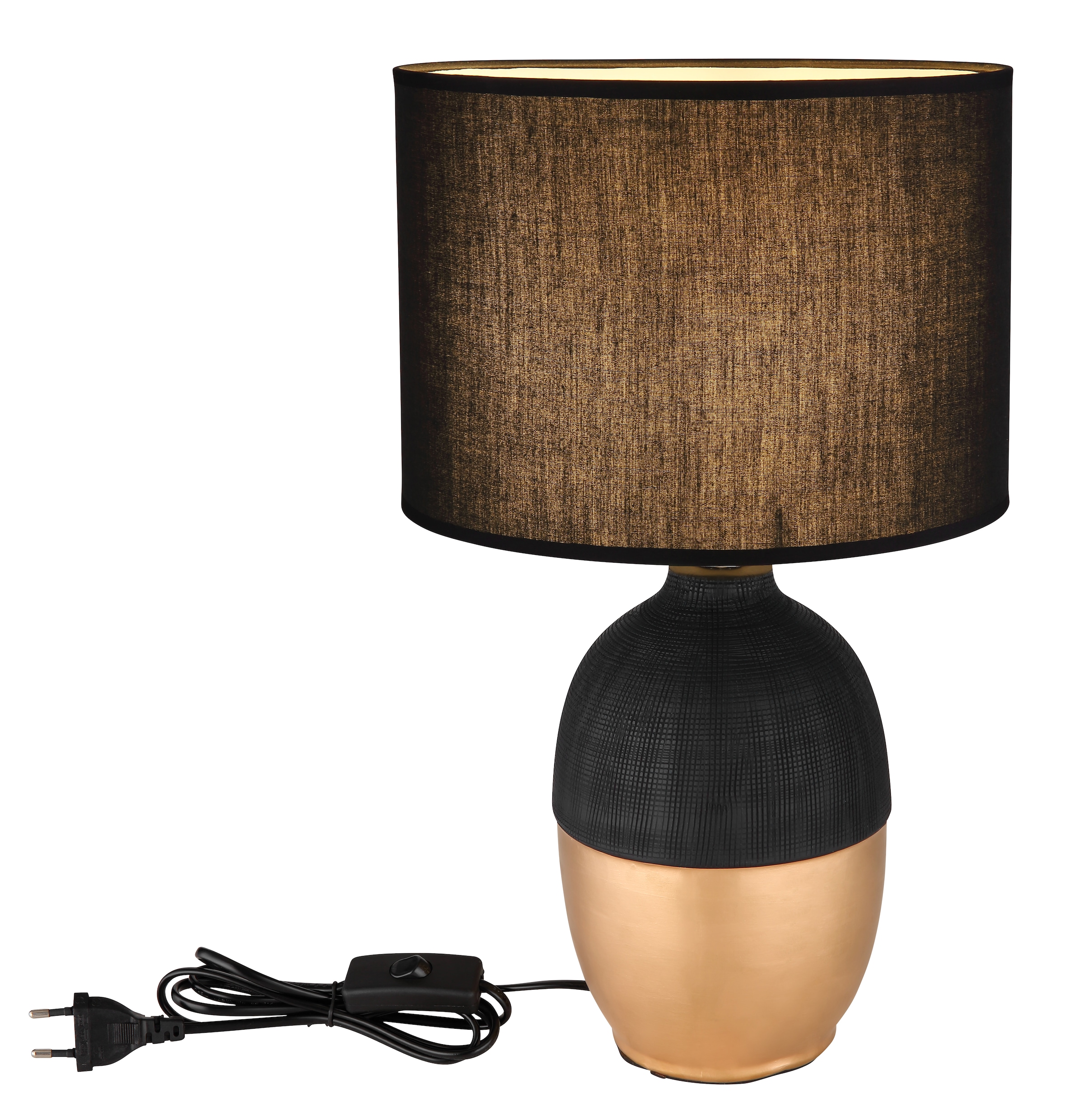 GLOBO LIGHTING Tischleuchte »VALENTINO«, Leuchtmittel E14 | ohne Leuchtmittel, Tischlampe/schwarz-goldfarben/Wohnzimmer/Schlafzimmer