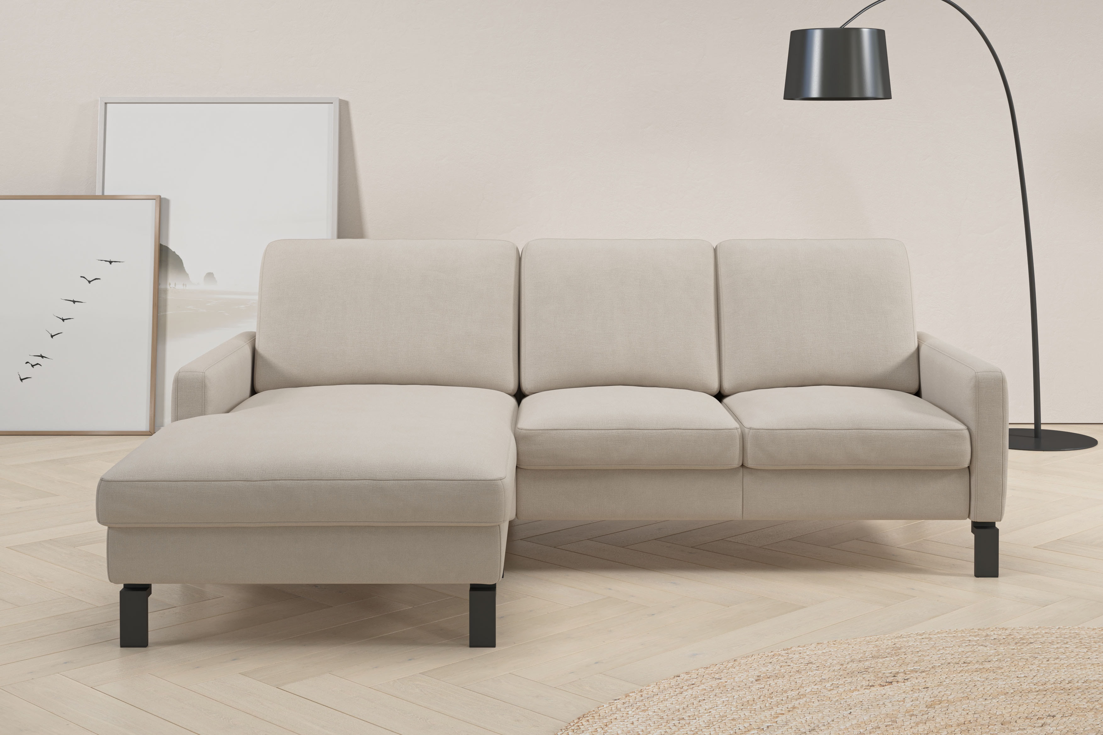 Home affaire Ecksofa "Lecce, L-Form, Federkernpolsterung, Breite 224 cm" inkl. saugroboterfreundliche Höhe & schmale Armlehnen