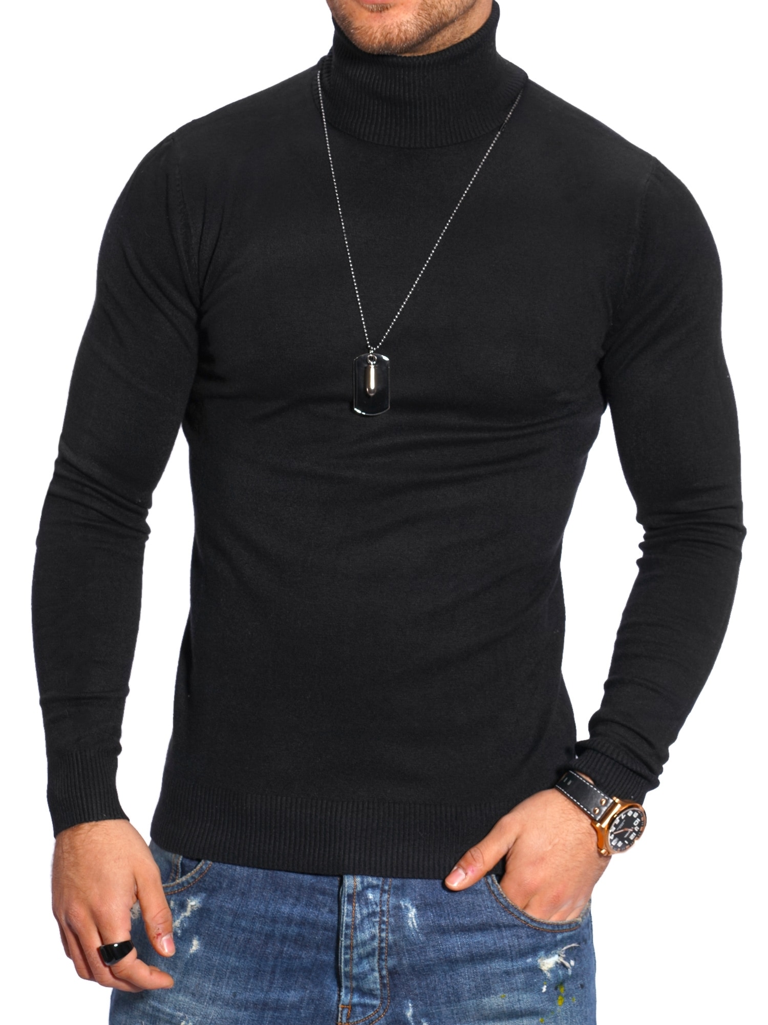 behype Rollkragenpullover "TIM", im Slim Fit-Schnitt