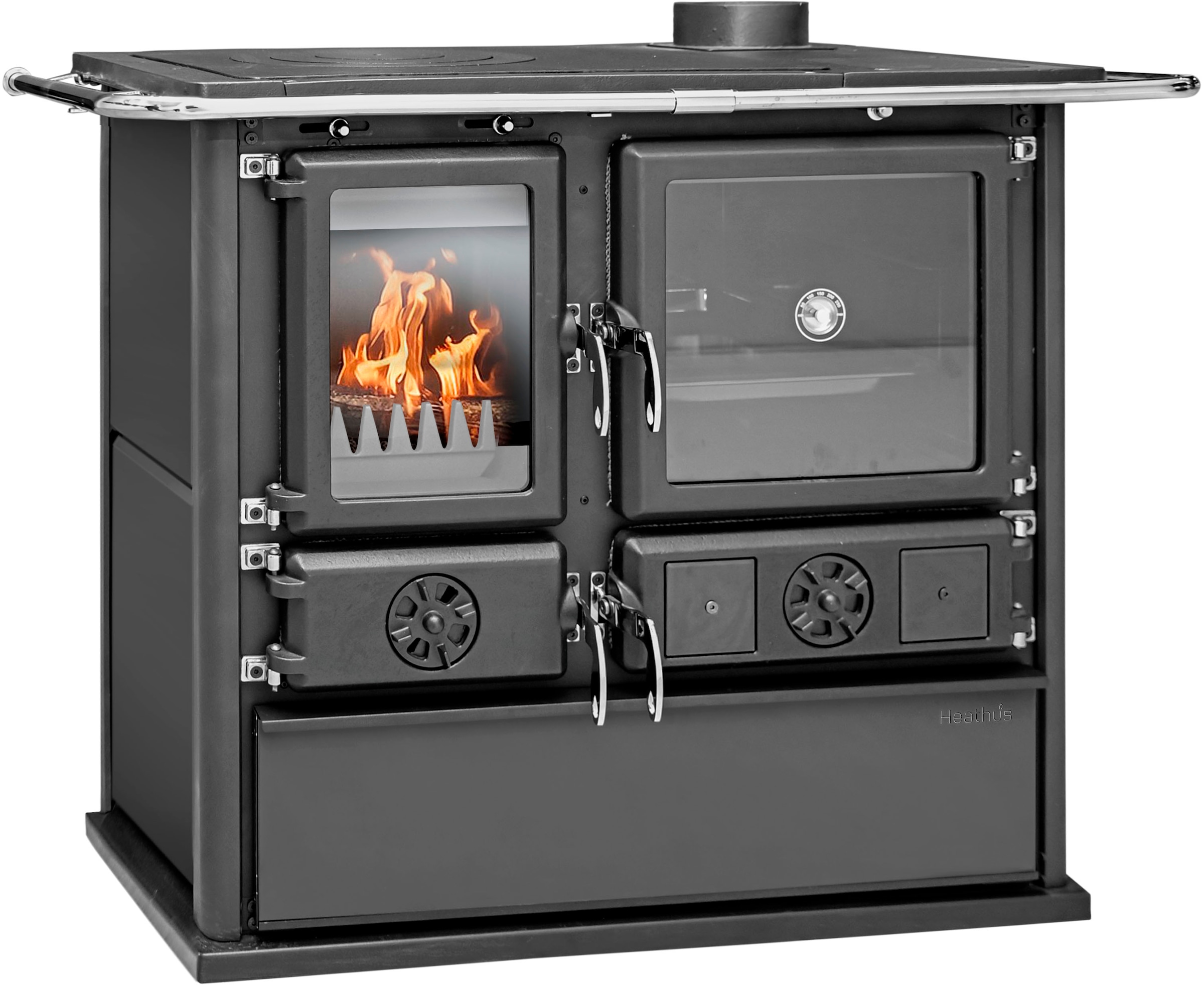 Festbrennstoffherd »Holz-Küchenherd »Cook Premium« Pure Black«, Küchenofen zum Heizen,...