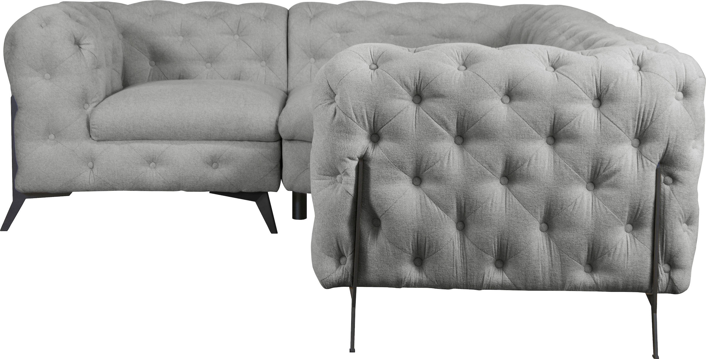 Leonique Chesterfield-Sofa »Amaury L-Form«, moderne Chersterfield-Optik, Breite 262 cm, Fußfarbe wählbar