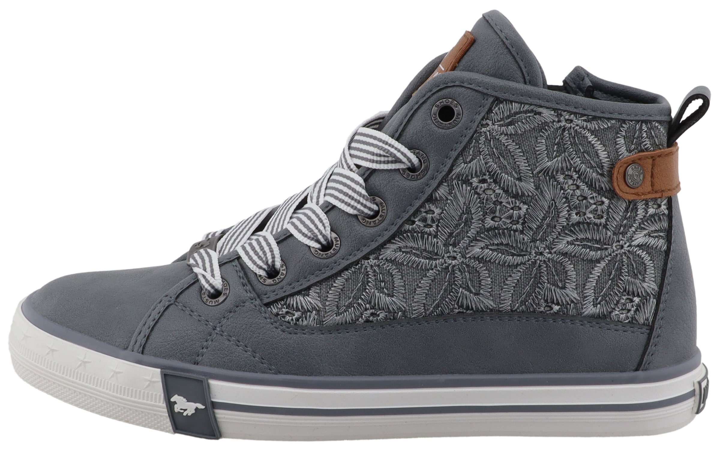 Mustang Shoes Sneaker »Gaspare«  Schnürboots, Freizeitschuh mit hübscher Blüenstickerei