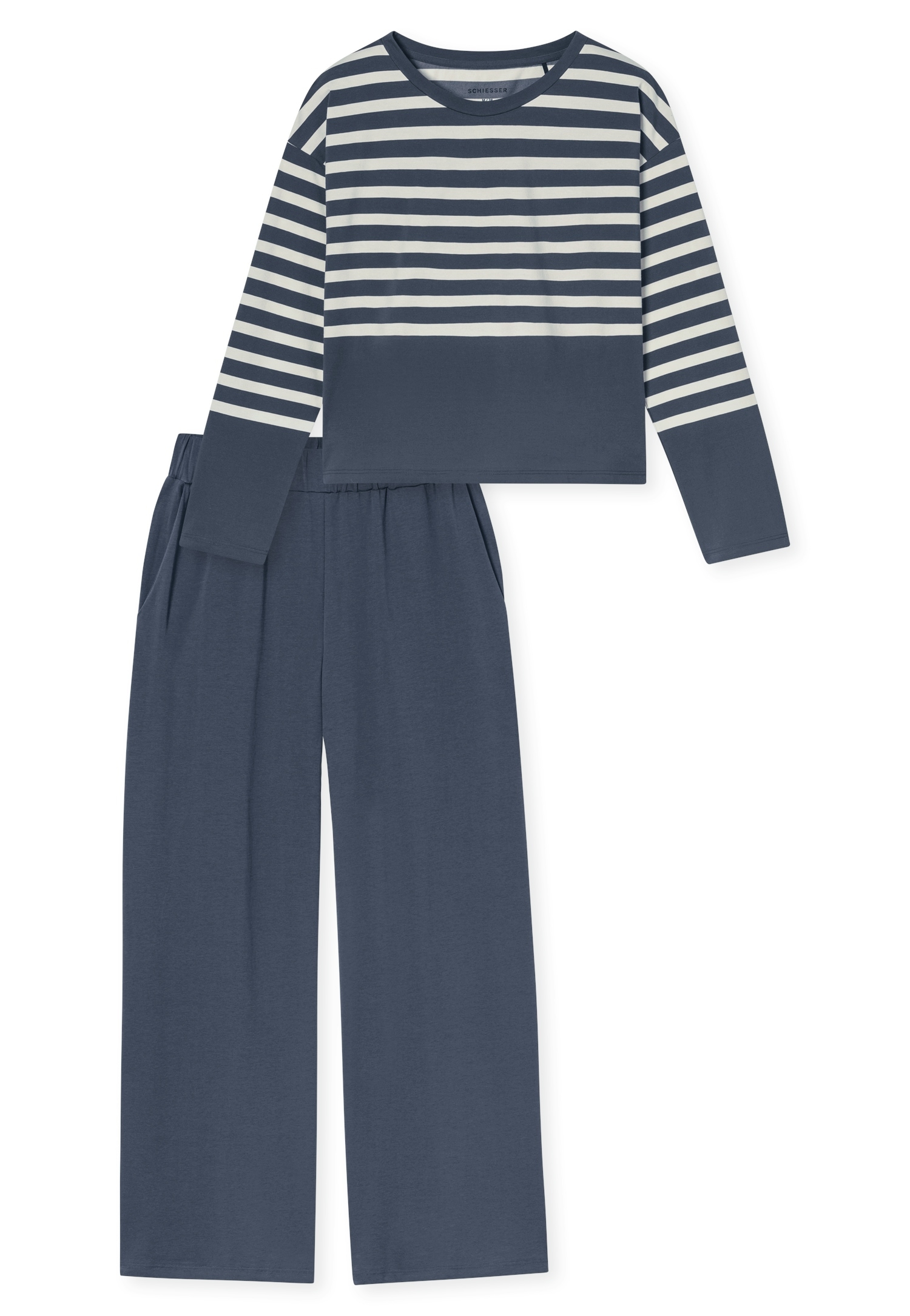 Schiesser Schlafanzug »Casual Nightwear« mit seitlichen Taschen, Rundhalsausschnitt