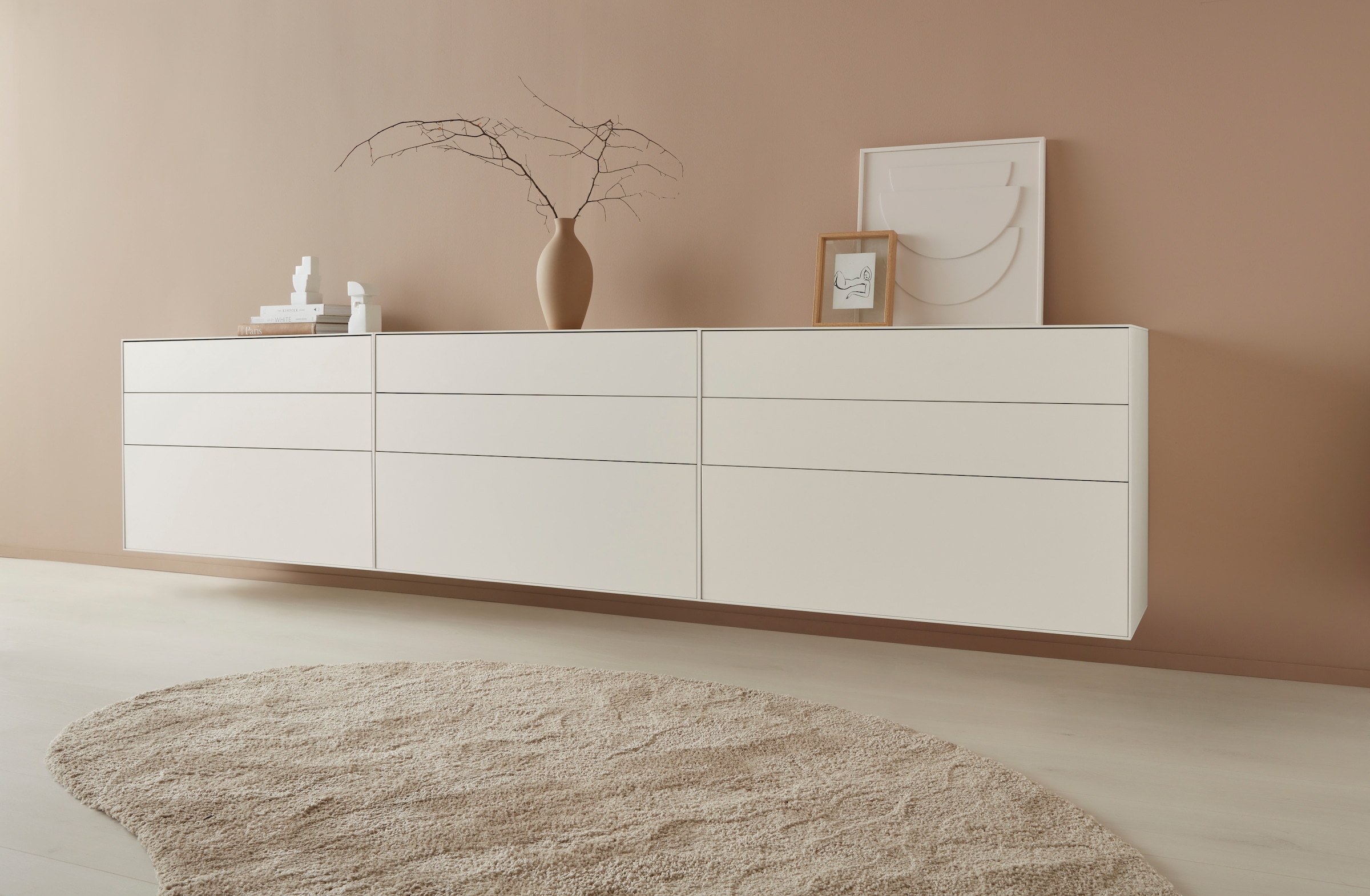 LeGer Home by Lena Gercke Sideboard "Essentials", (3 St.), Breite: 335cm, MDF lackiert, Push-to-open-Funktion