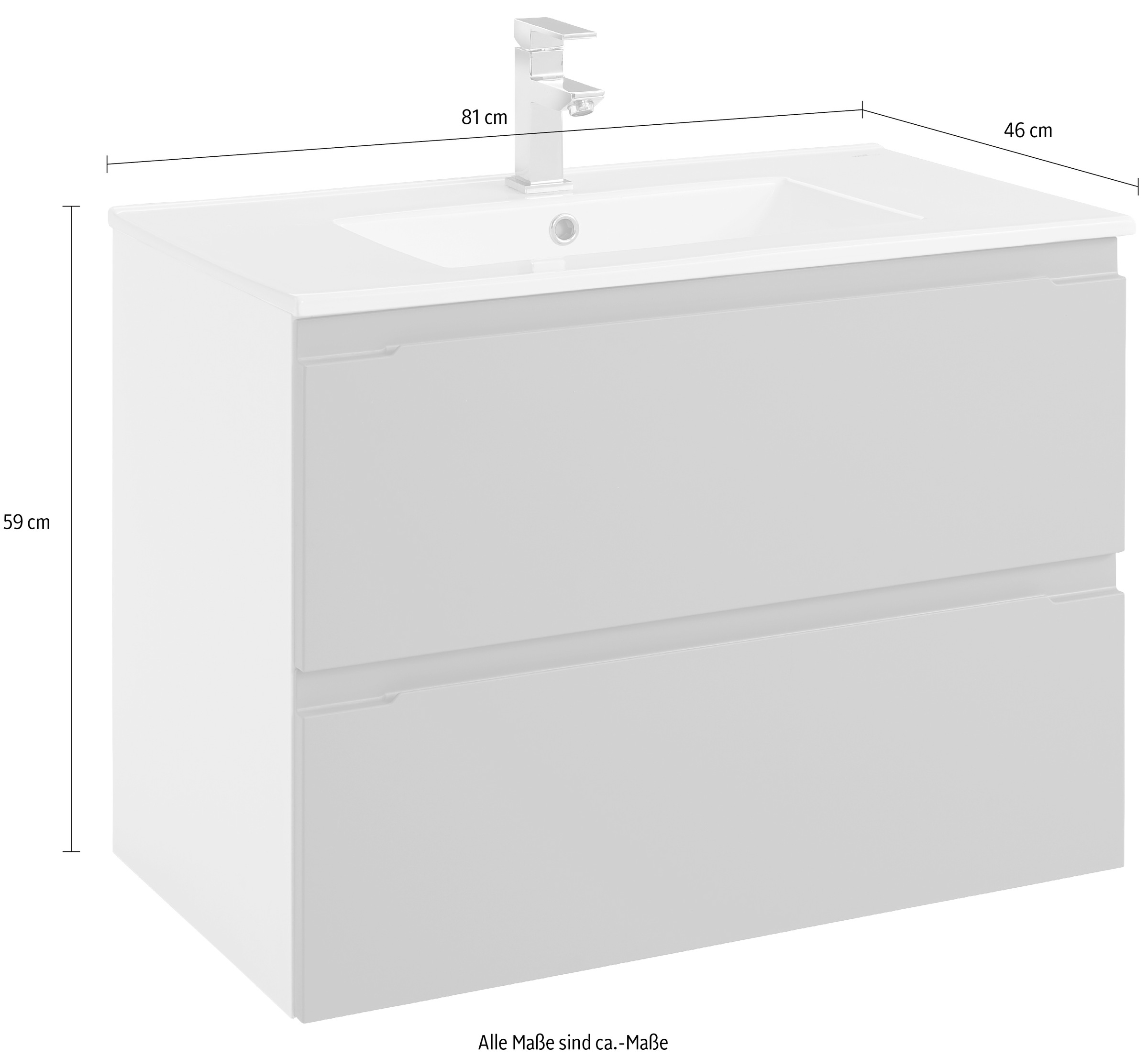 welltime Waschtisch »Star«, Badmöbel inkl. Waschbecken, Breite 80 cm