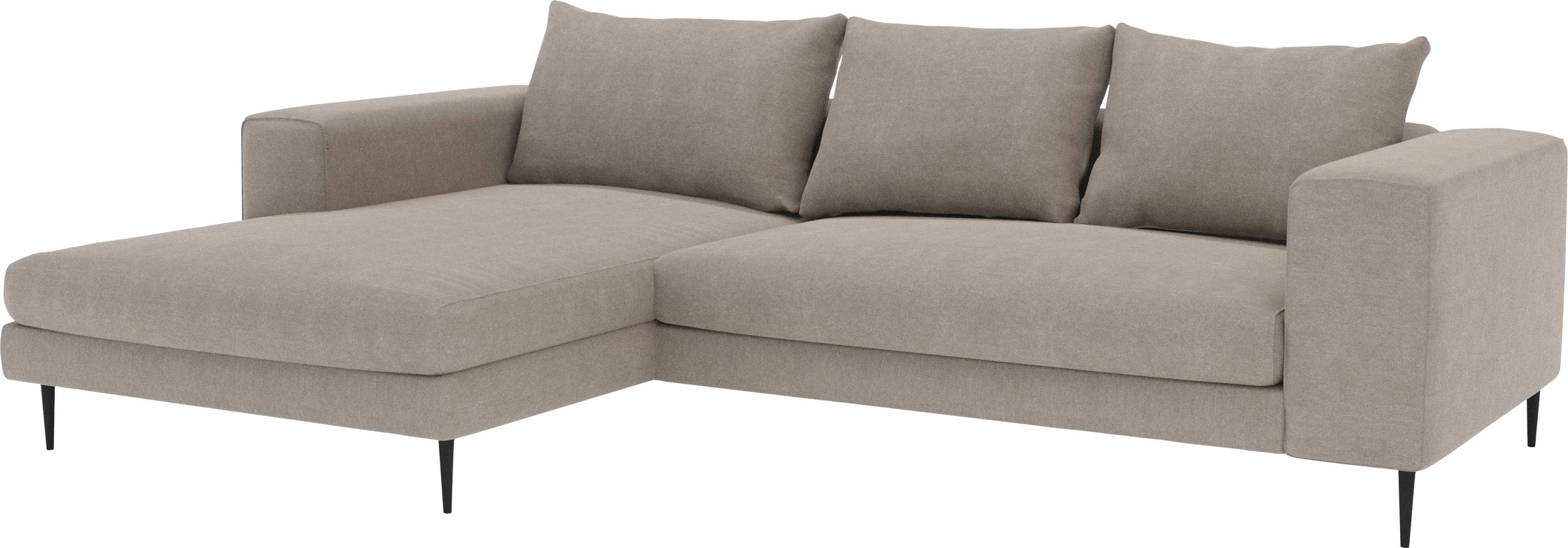 INOSIGN Ecksofa »Aurora, L-Form, mit extra breiter Recamiere, 324 x 170 cm (BxT)«, Designsofa mit tollem Sitzkomfort, extra hohe Metallfüße schwarz
