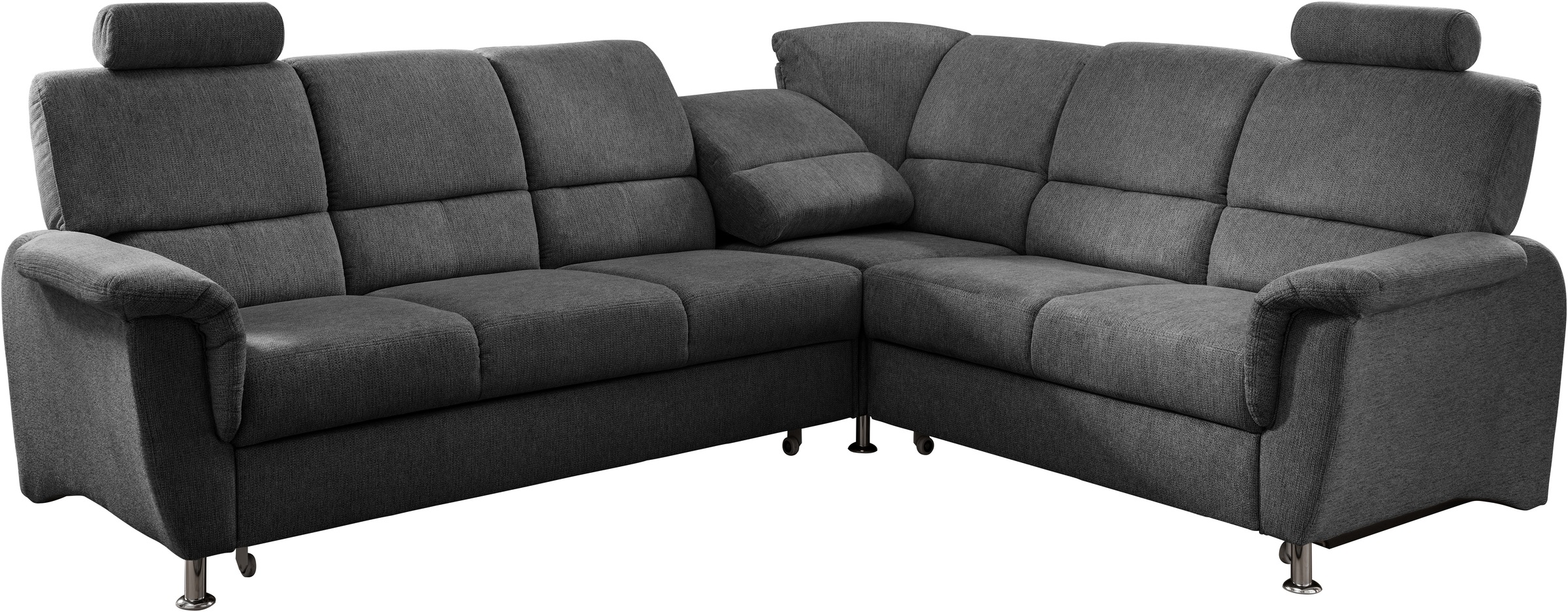 Home affaire Ecksofa »Pisa L-Form, mit Schlaffunktion, Stauraum, 2x höhenverstellbare«, Kopfstützen und Relaxfunktion im Eckelement