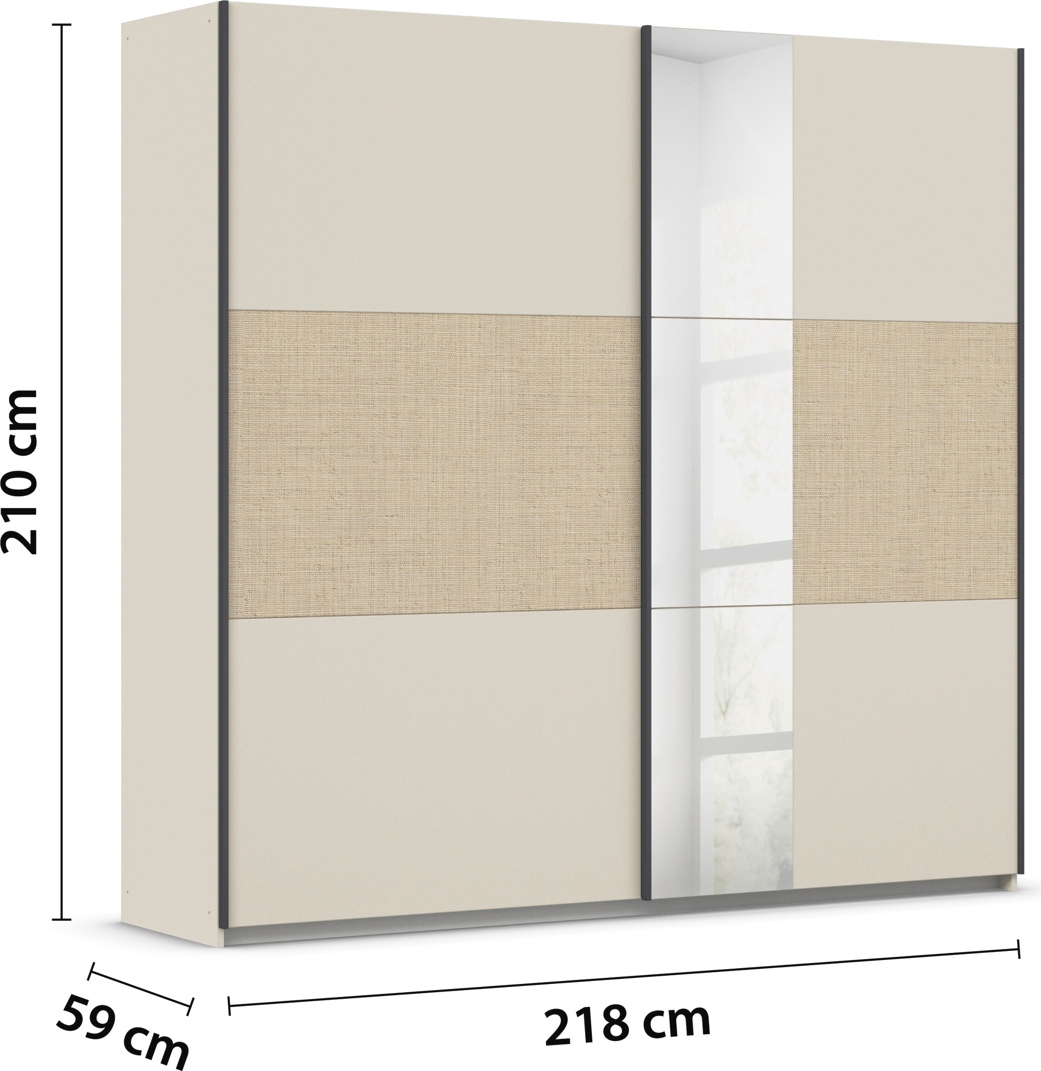 rauch Schwebetürenschrank »Senja«, mit Spiegel und Bauchbinde in angesagter Rattan-Optik