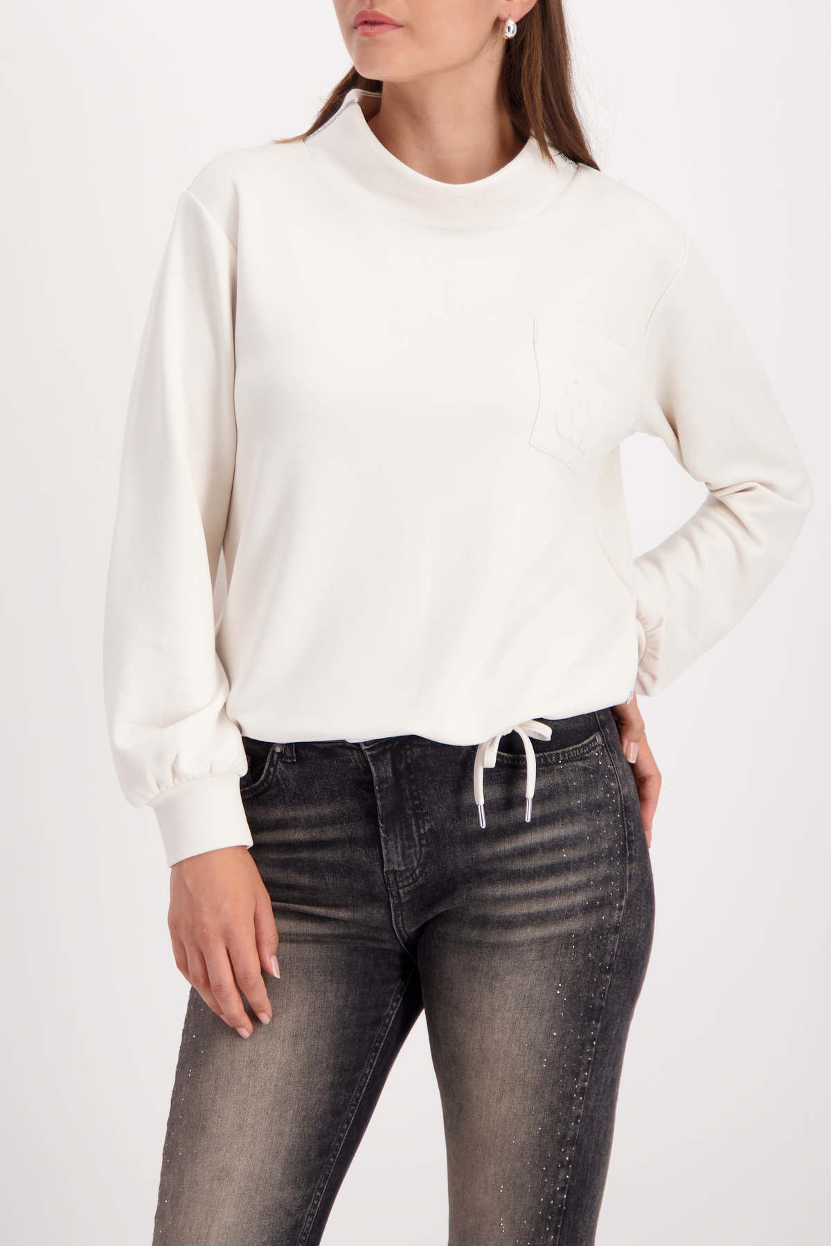 Monari Sweatshirt "Sweatshirt Basic Schmuckdetail" Regular fit mit Stehkrag günstig online kaufen
