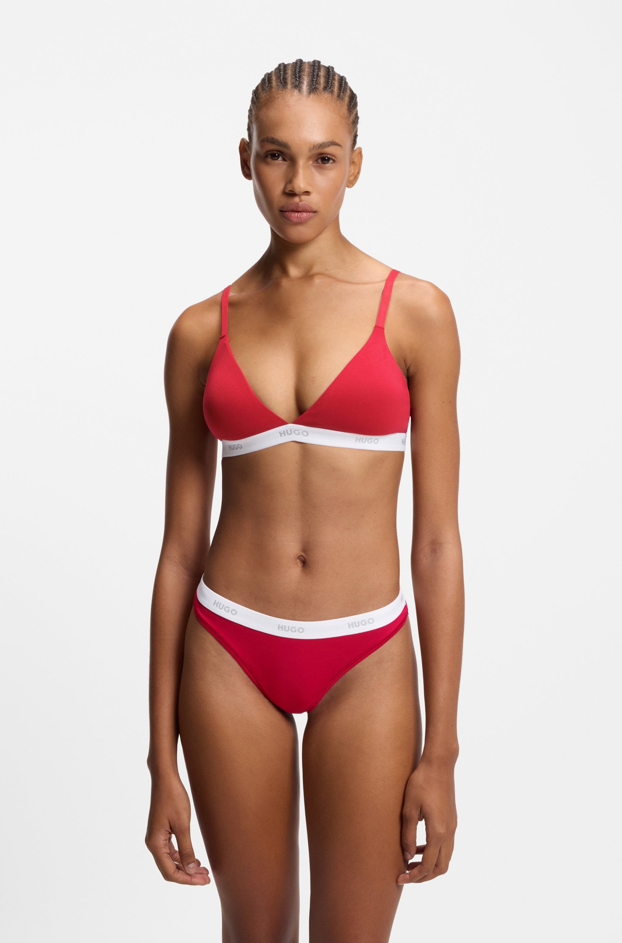 HUGO UNDERWEAR Damen String "ID", Gr. XSmedium rot 610, Jersey, Obermaterial: 93% Baumwolle, 7% Elasthan, Unterhosen, aus Stretch-Baumwolle mit Logos
